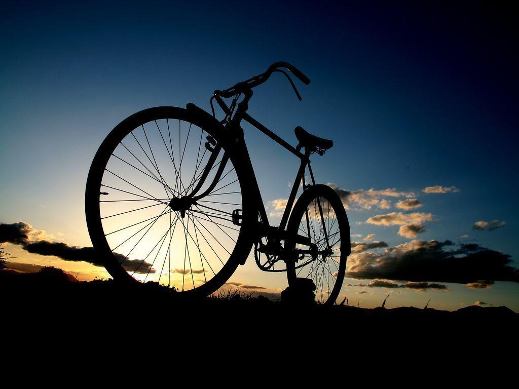 Download wallpaper: bicycle, sunset, desktop wallpaper