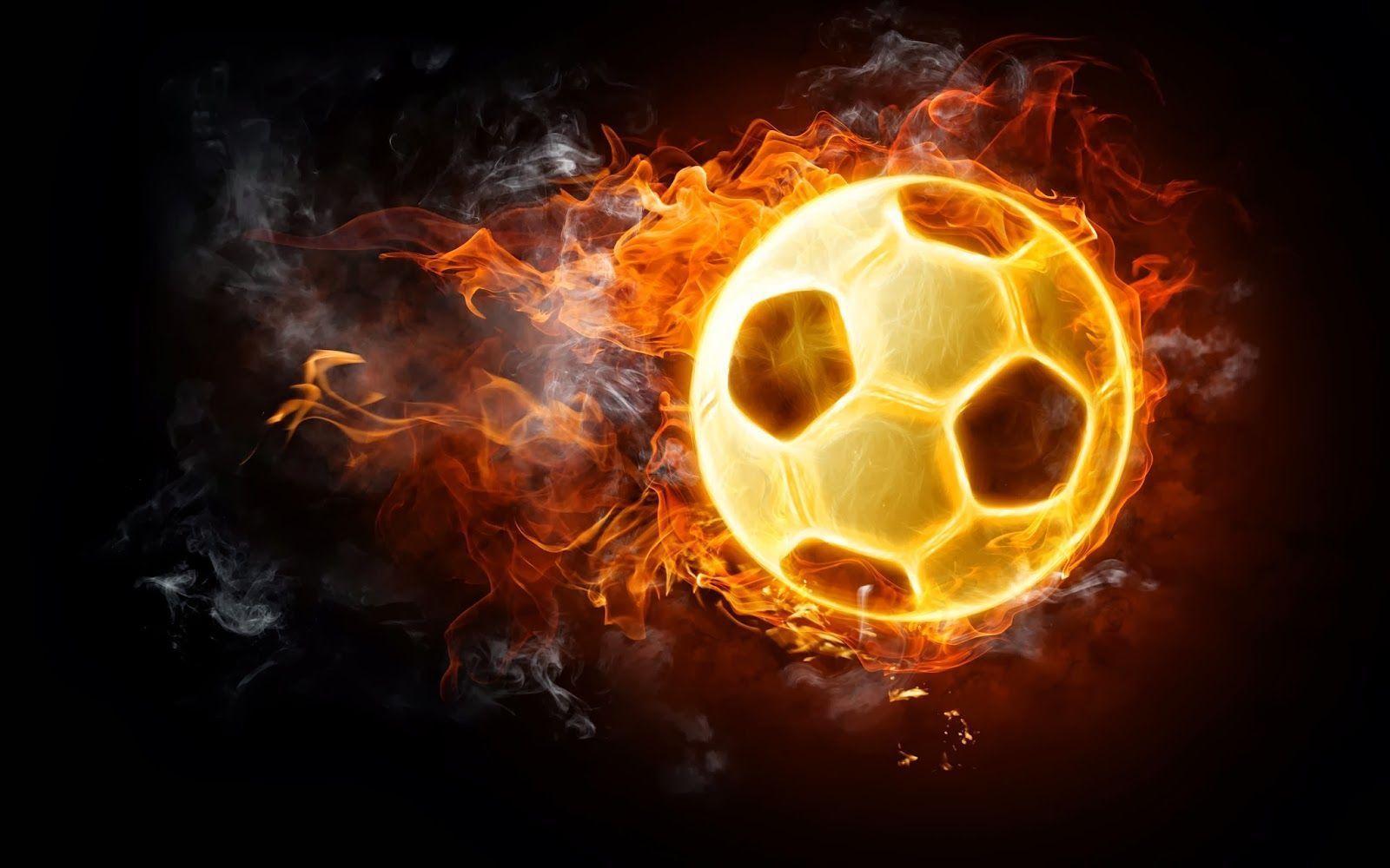 Burning soccer ball image for wallpaper