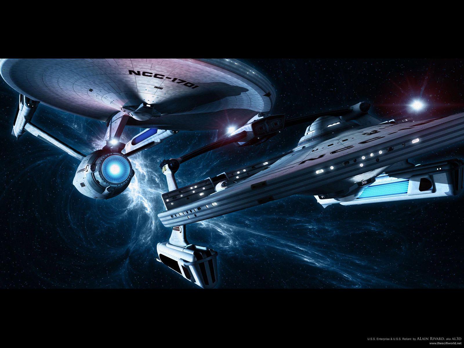 Star Trek Starships USS Enterprise and USS Reliant on sector