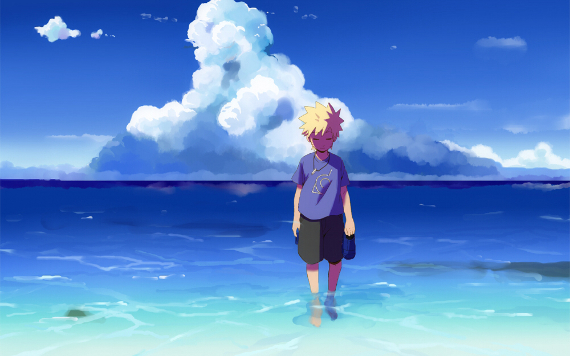 Sad Boy Uzumaki Naruto Wallpaper Beach