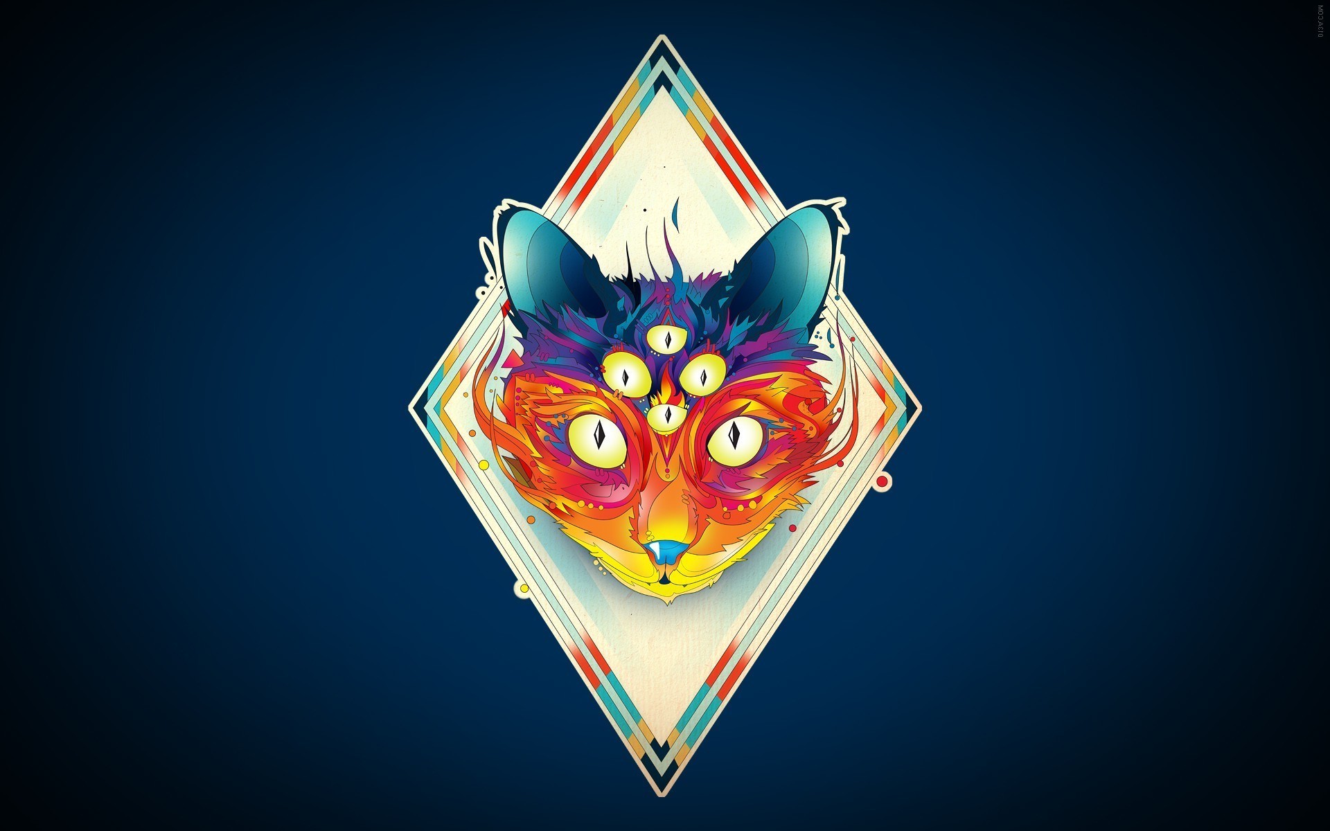 psychedelic cat Wallpaper HD / Desktop and Mobile Background