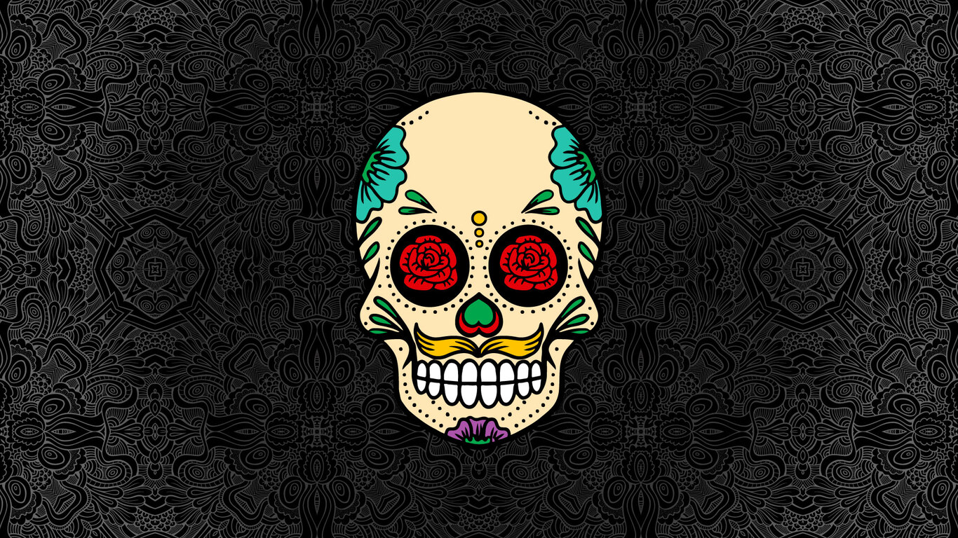 Skull Abstract Rose Flowers 1366x768 Resolution HD 4k Wallpaper, Image, Background, Photo and Picture