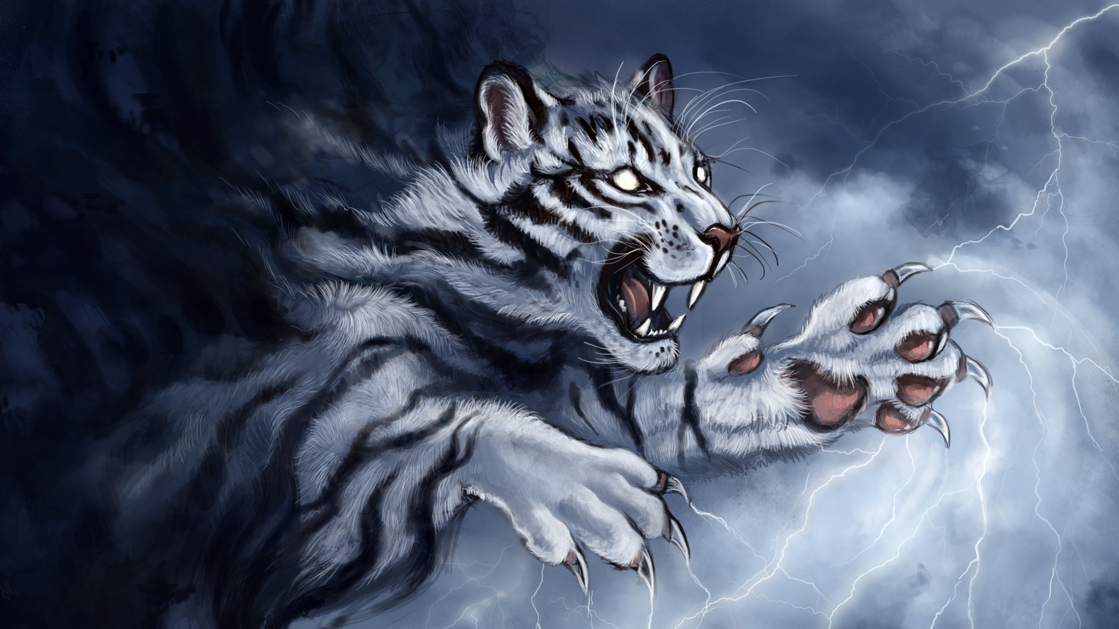 Animated tiger HD Wallpaper 4K Ultra HD