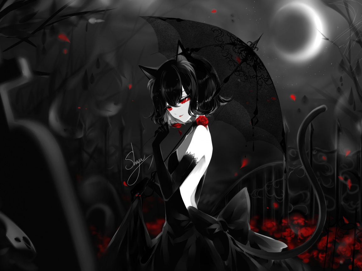 Black, Elf Girl, Anime, Artwork, Wallpaper Girl Anime