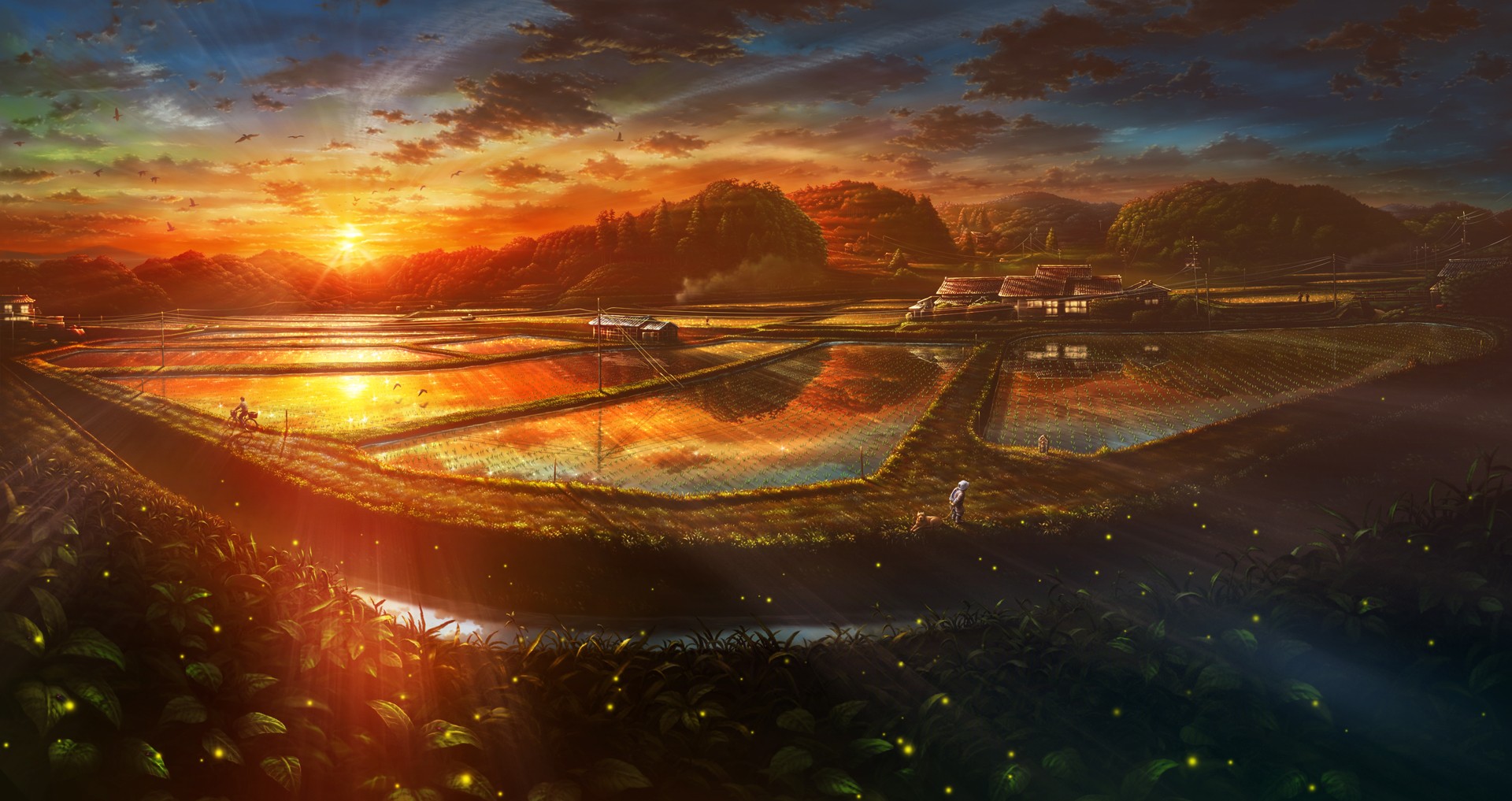 #farm, #landscape, #Japan, #anime, wallpaper HD Wallpaper