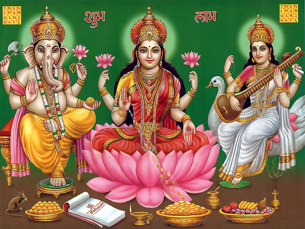 FREE God Wallpaper: Lakshmi Ganesh Saraswati Wallpaper
