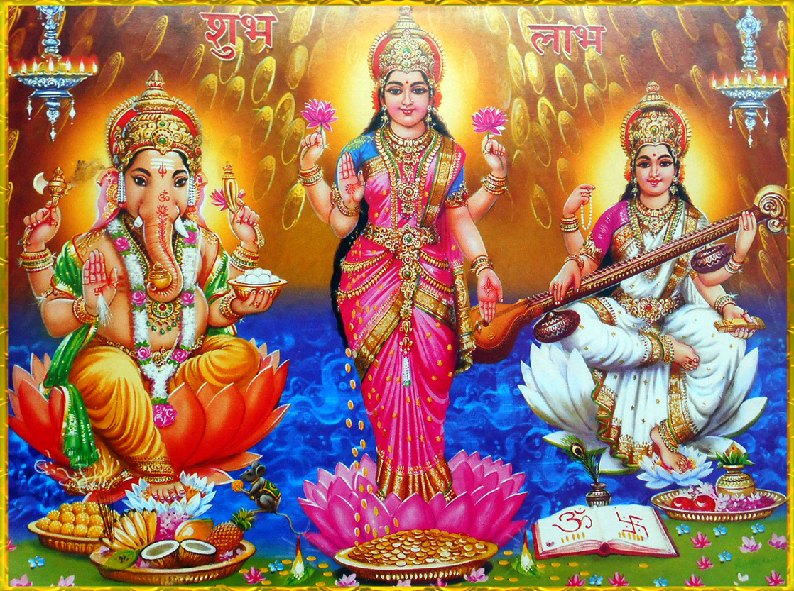 Lakshmi, Saraswati and Ganesha Image Collection 1