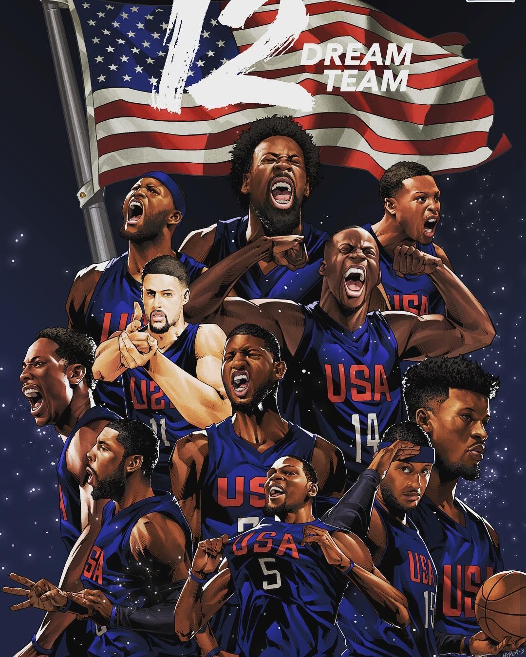 Team USA Squad Illustration. Team usa basketball, Nba basketball art, Mvp basketball