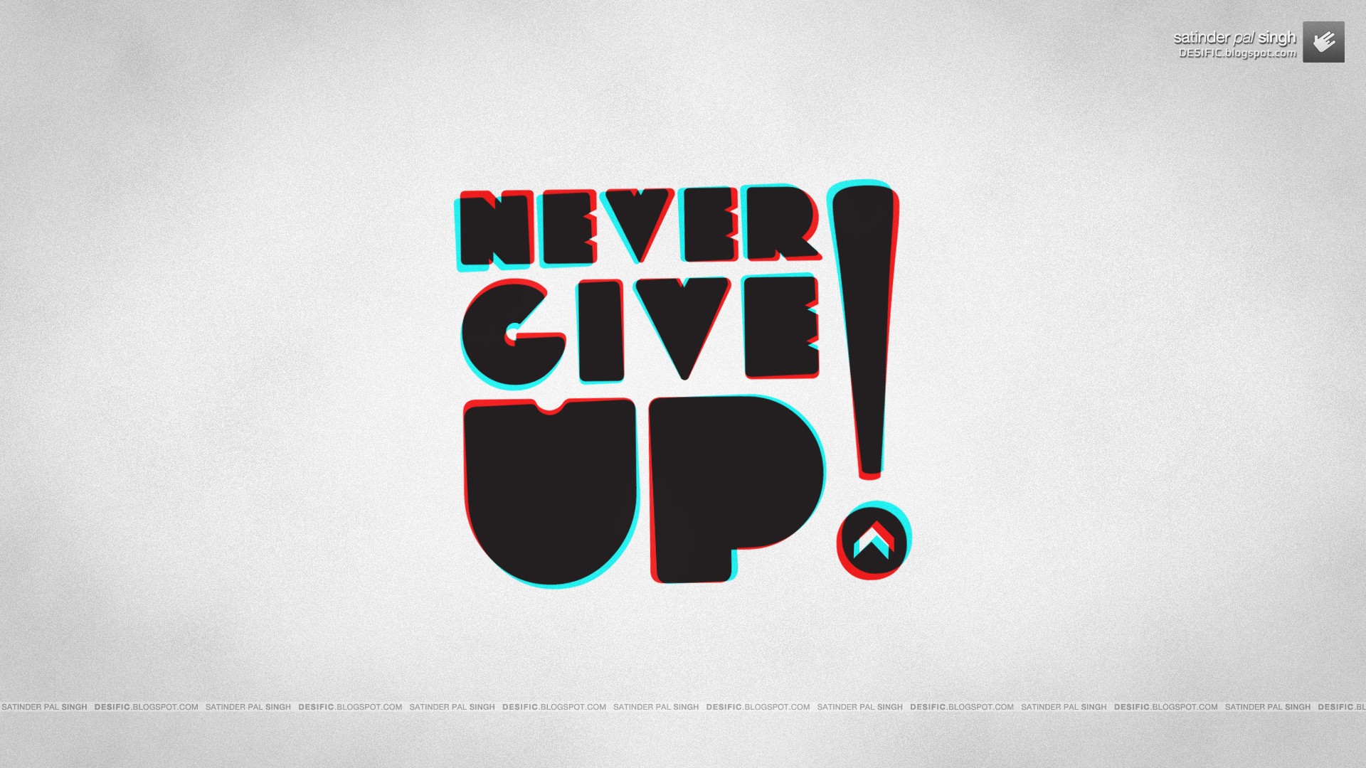 #anaglyph 3D, #Never Give Up!, #motivational, #typography, wallpaper. Mocah HD Wallpaper