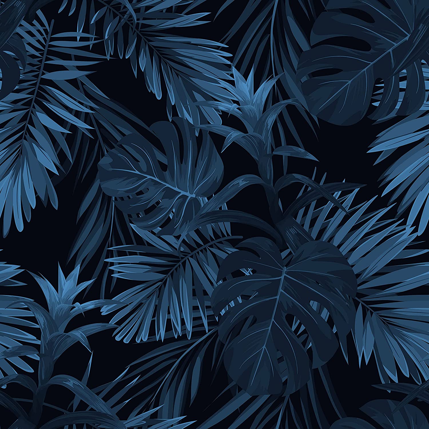 Dark Blue Leaves Peel and Stick Wallpaper, Everything Else