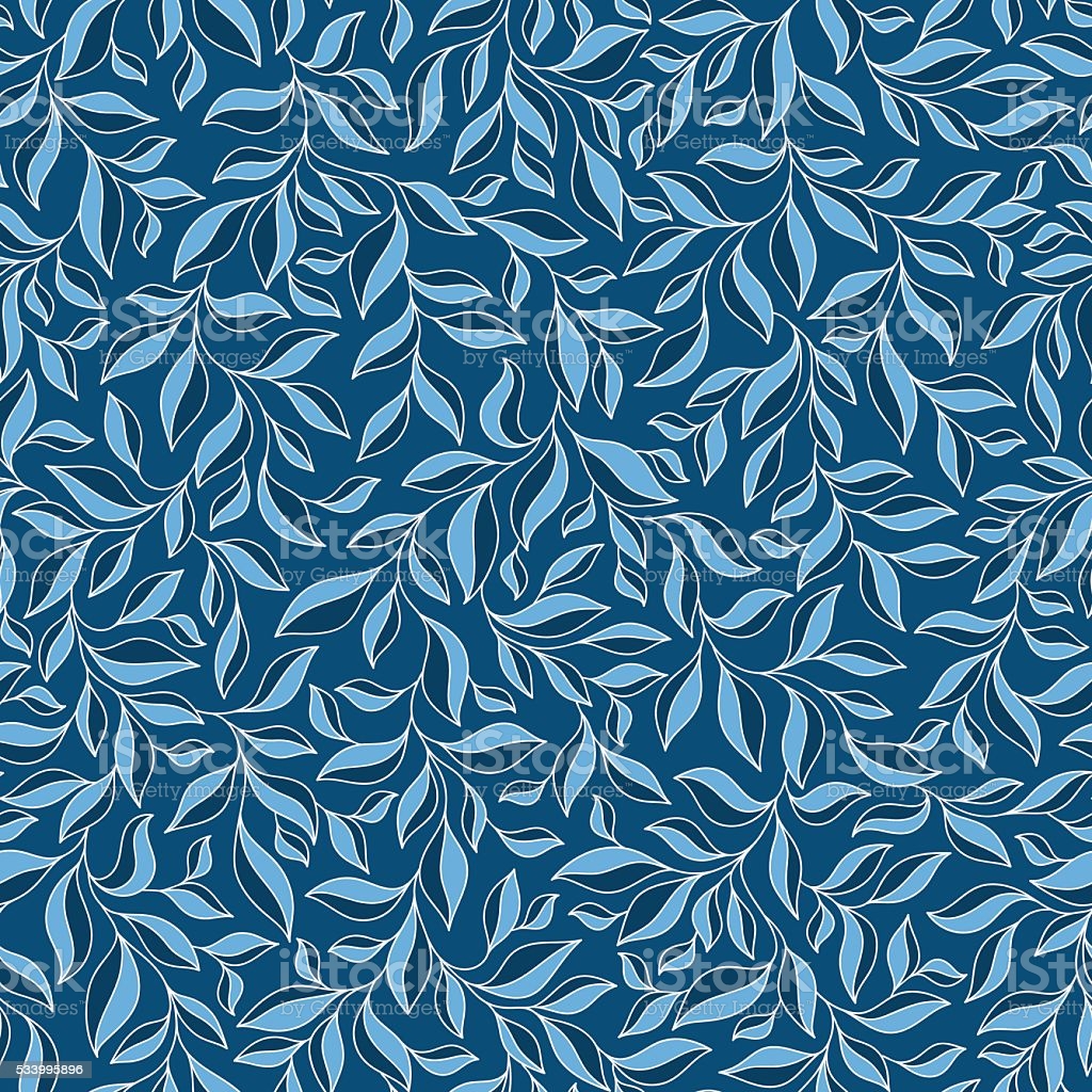 Floral Seamless Pattern With Blue Leaves Stock Illustration Image Now