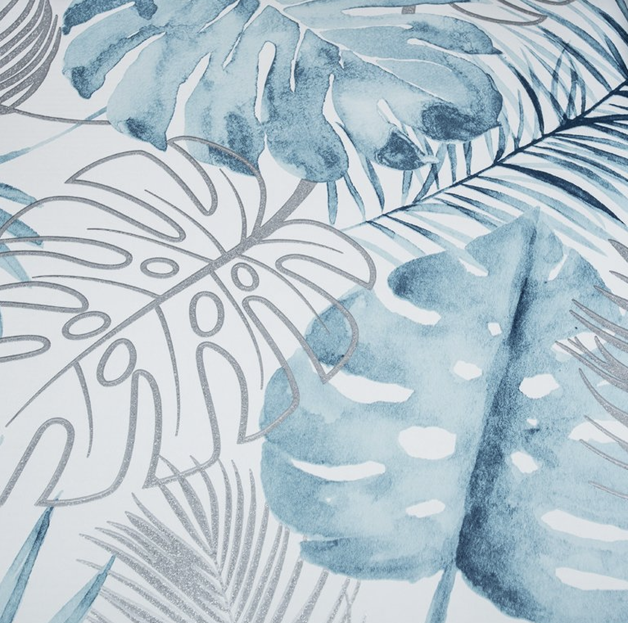 Overlapping Monstera Leaf Blue Wallpaper. Albany Tropical Leaves