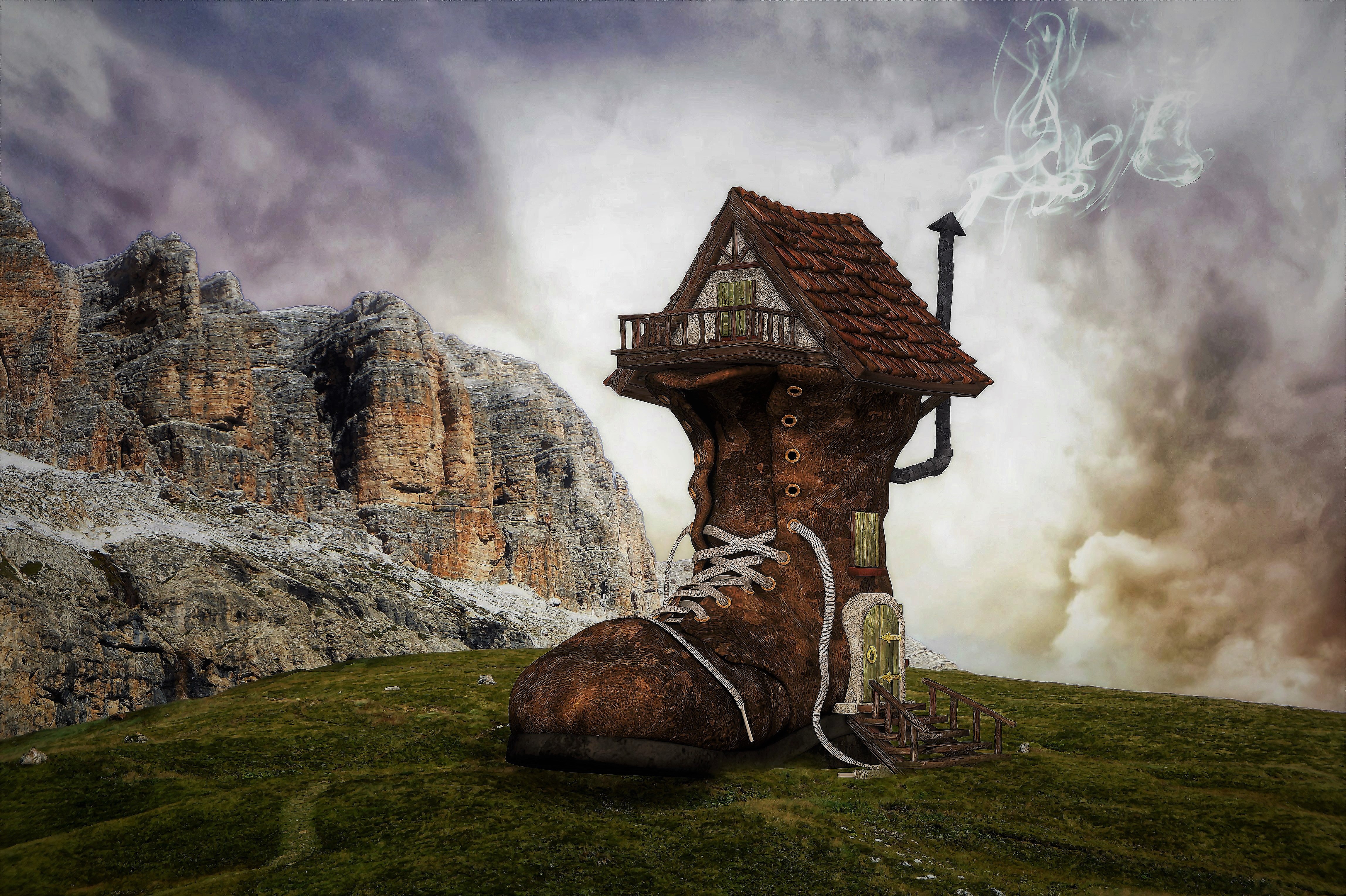 Artistic Fantasy House Shoe Wallpaper:4592x3056
