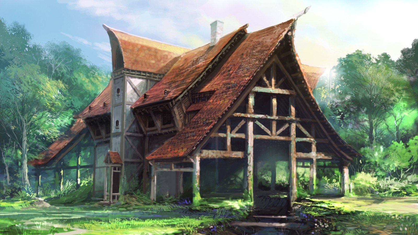 Paintings fantasy art artwork house wallpaperx900