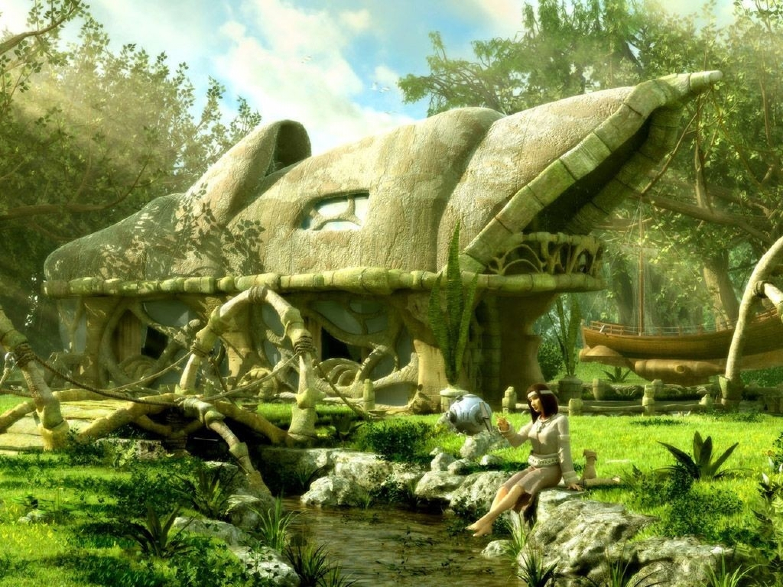 Fantasy House Girl & Nature wallpaper. Fantasy House Girl & Nature