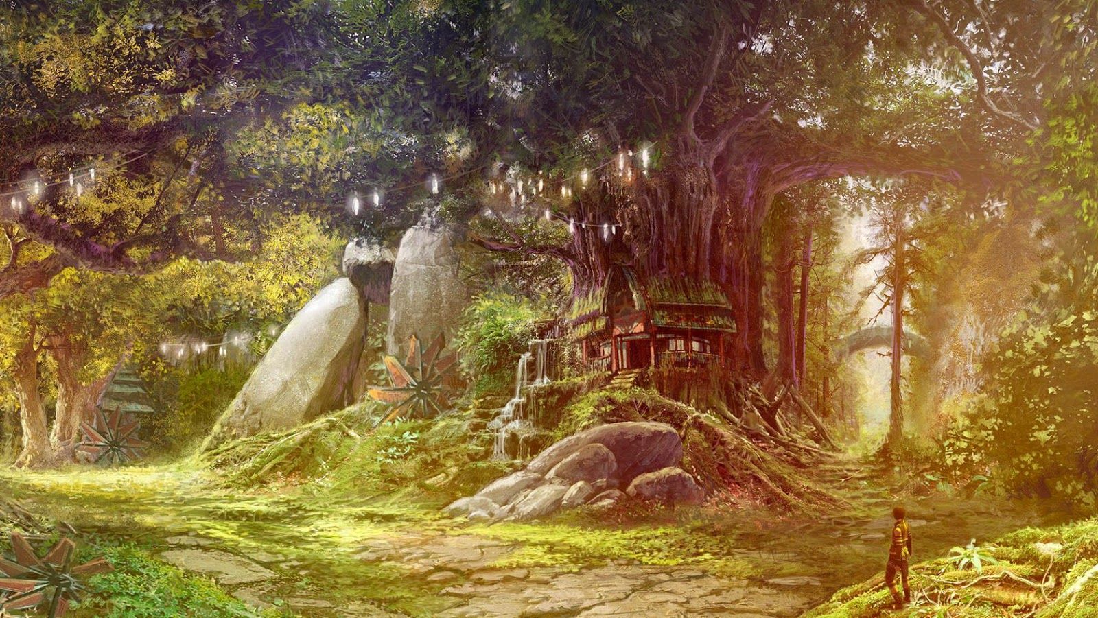 fairy tree house image. Fantasy landscape, Fantasy tree, Tree house wallpaper