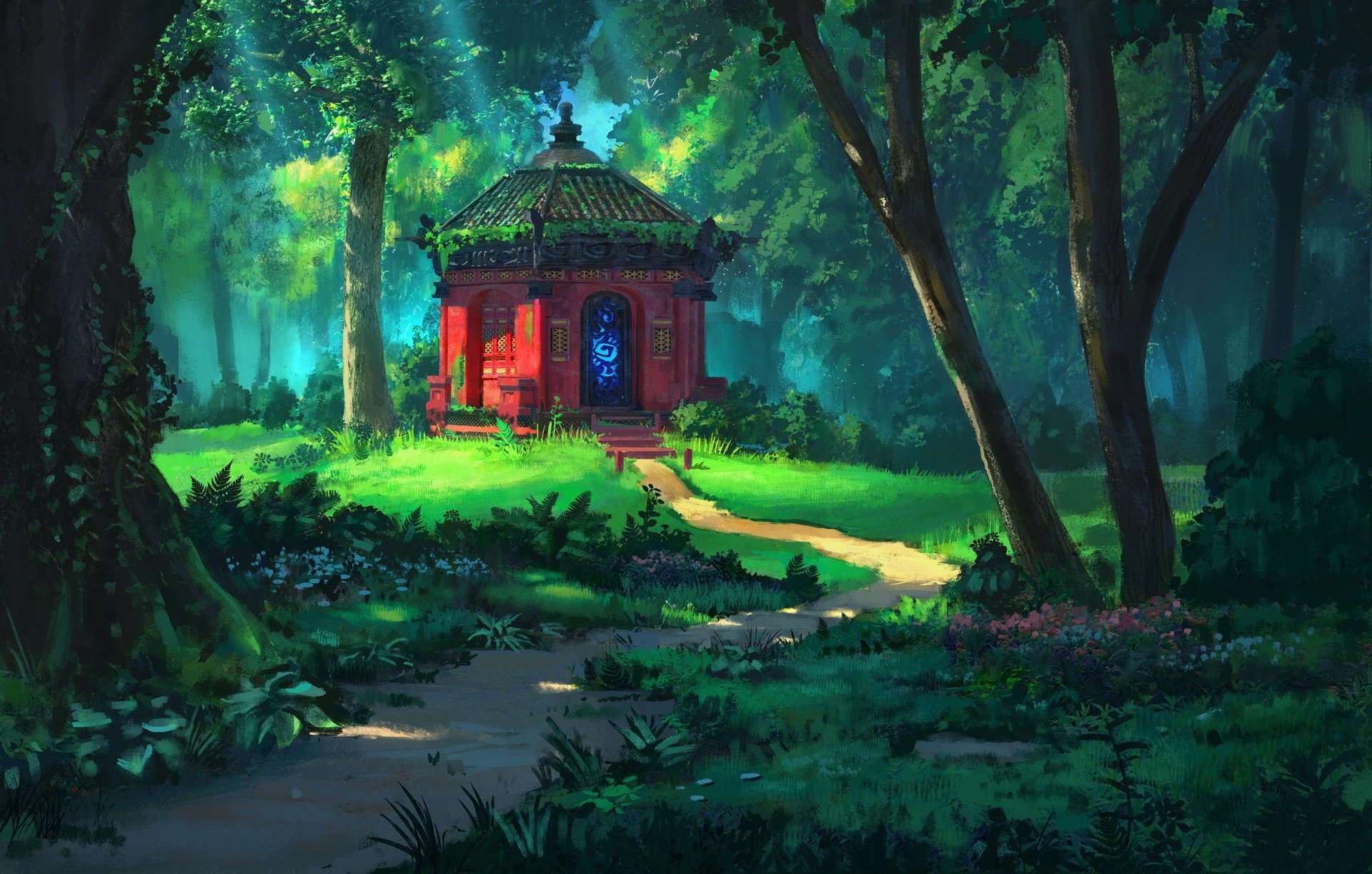 Fantasy House in the Forest HD Wallpaper