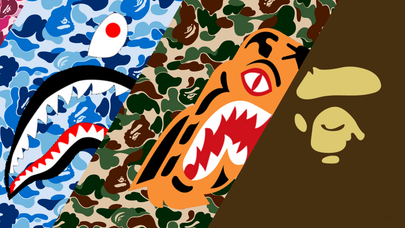 Out of boredom I made a bape wallpaper for my laptop, themed around the people that wear like 50 hoodies at once. It's not too high quality, but I like it. What