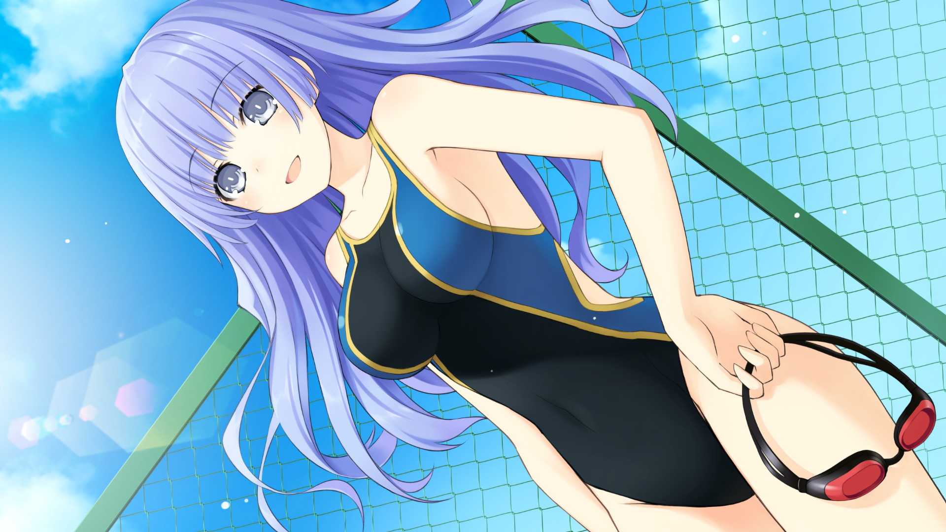 Wallpaper, Izayoi Miku, Date A Live, huge breasts, one peice swimsuit 1920x1080