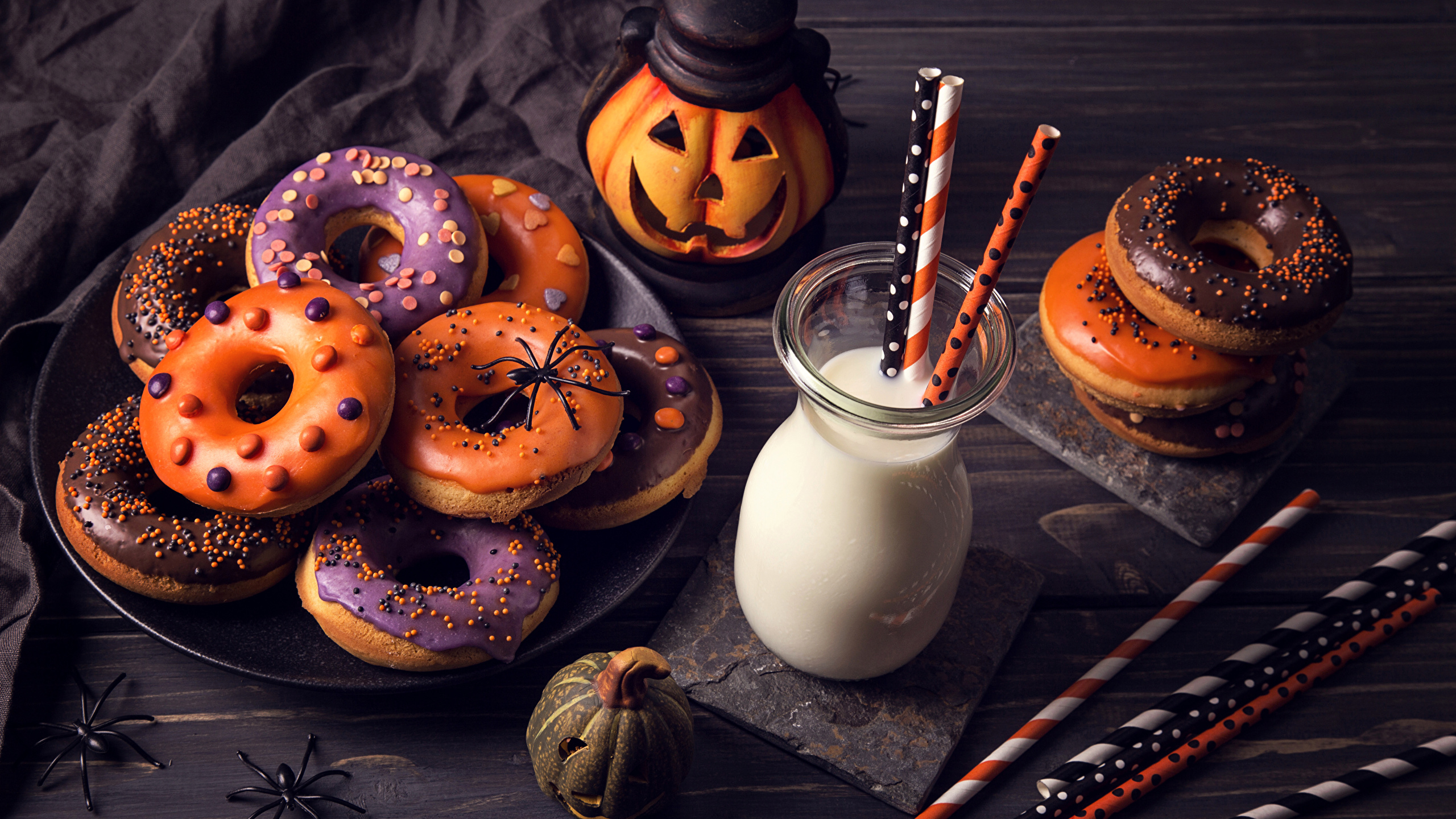 Desktop Wallpaper Halloween, Food, Cookies, Doughnuts, HD Image, Picture, Background, Ba7125