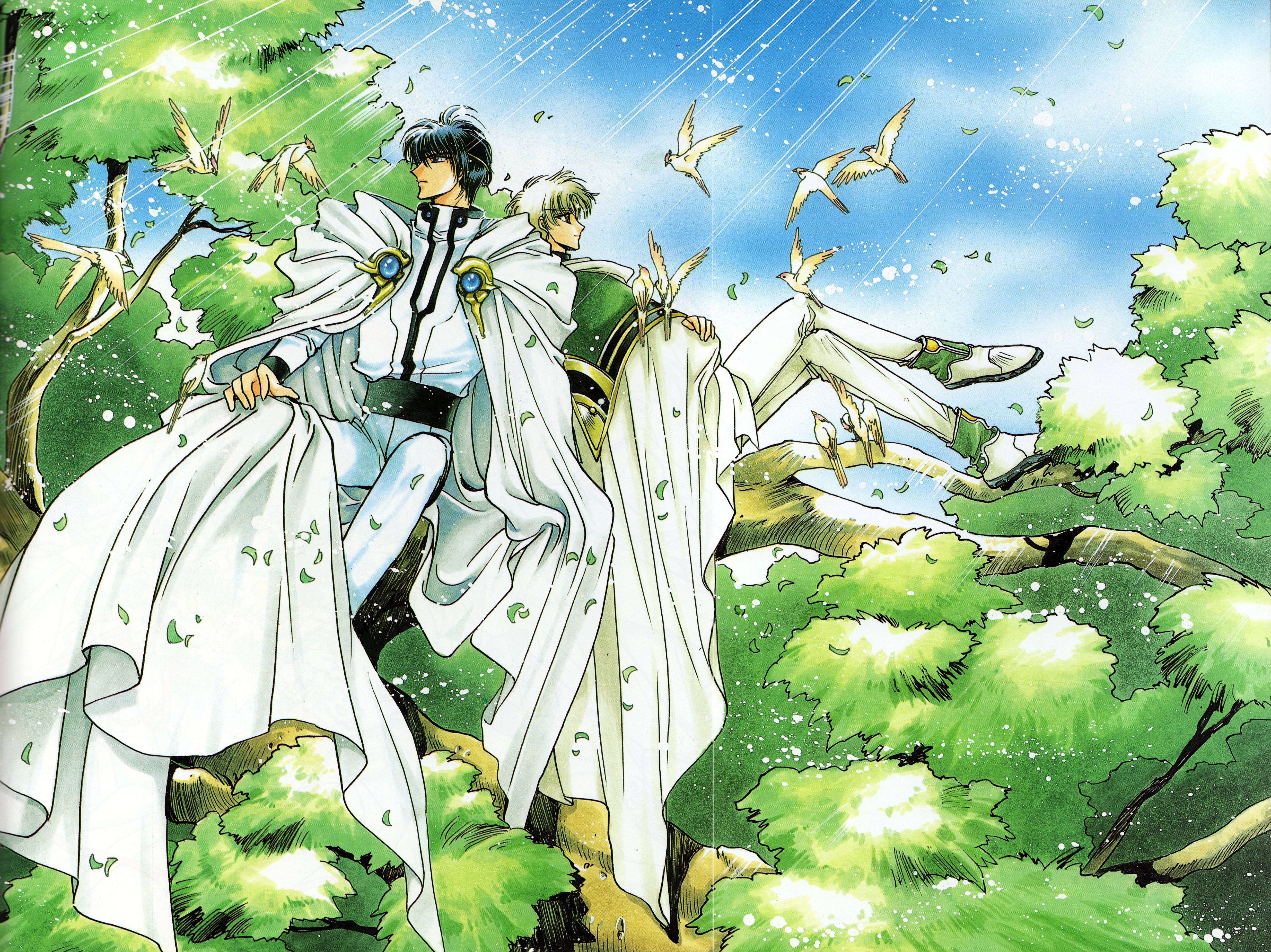Magic Knight Rayearth Series Anime Males Birds Forest Knight Rayearth Lantis Eagle HD Wallpaper