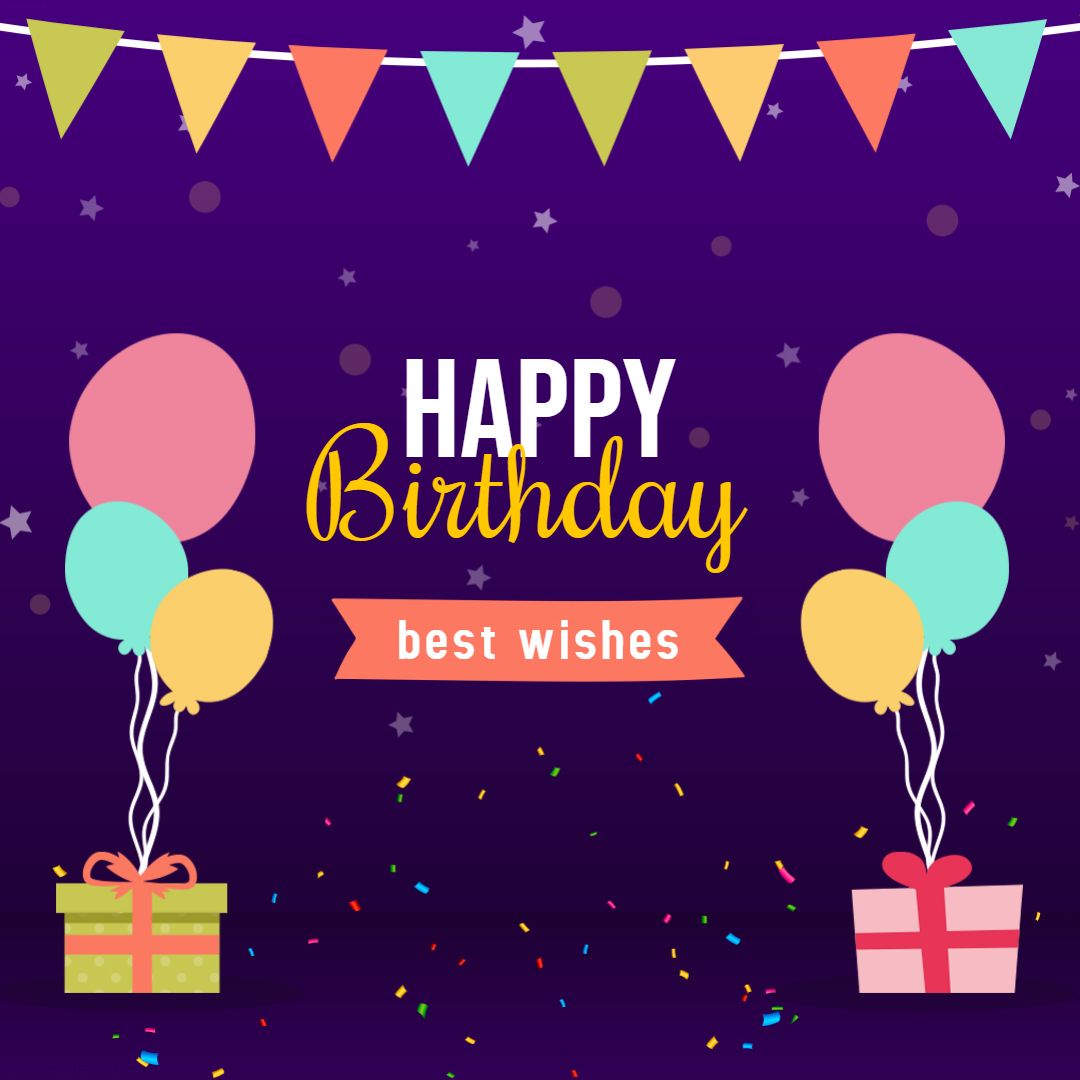 Purple happy birthday wish social media Instagram. Happy birthday best wishes, Happy birthday , Happy birthday wishes