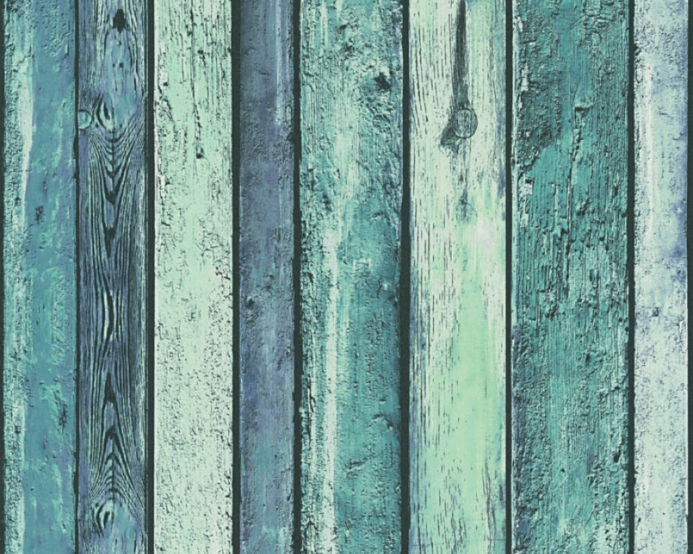 A.S. Création Wallpaper «Wood, Blue, Green, Turquoise» 362821