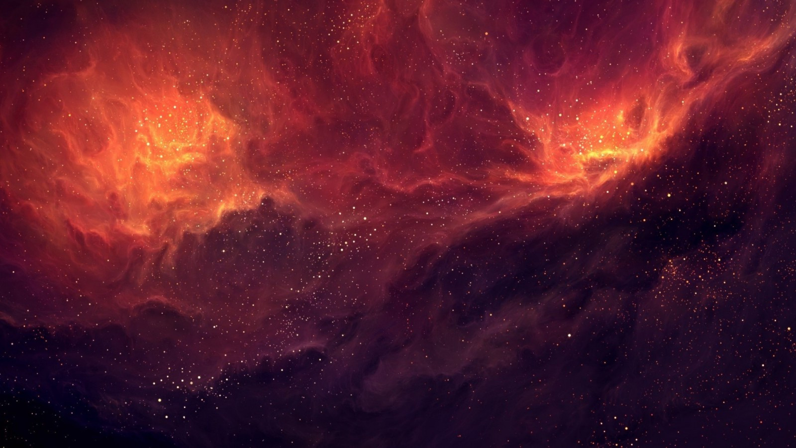 Download 1600x900 Red Nebula, Sci Fi, Digital Art, Stars Wallpaper