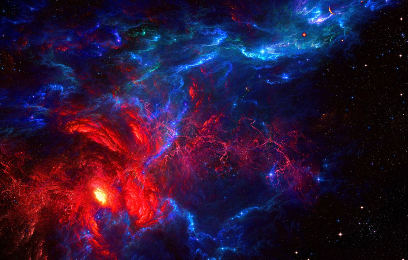 Wallpaper space, stars, red, Nebula, blue image for desktop, section космос
