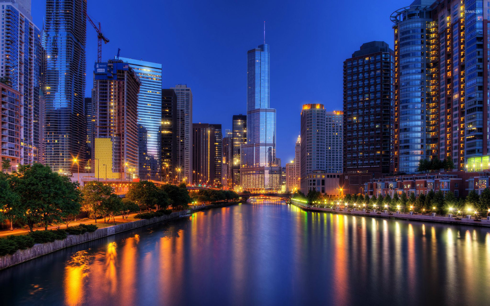 Chicago at night wallpaper wallpaper