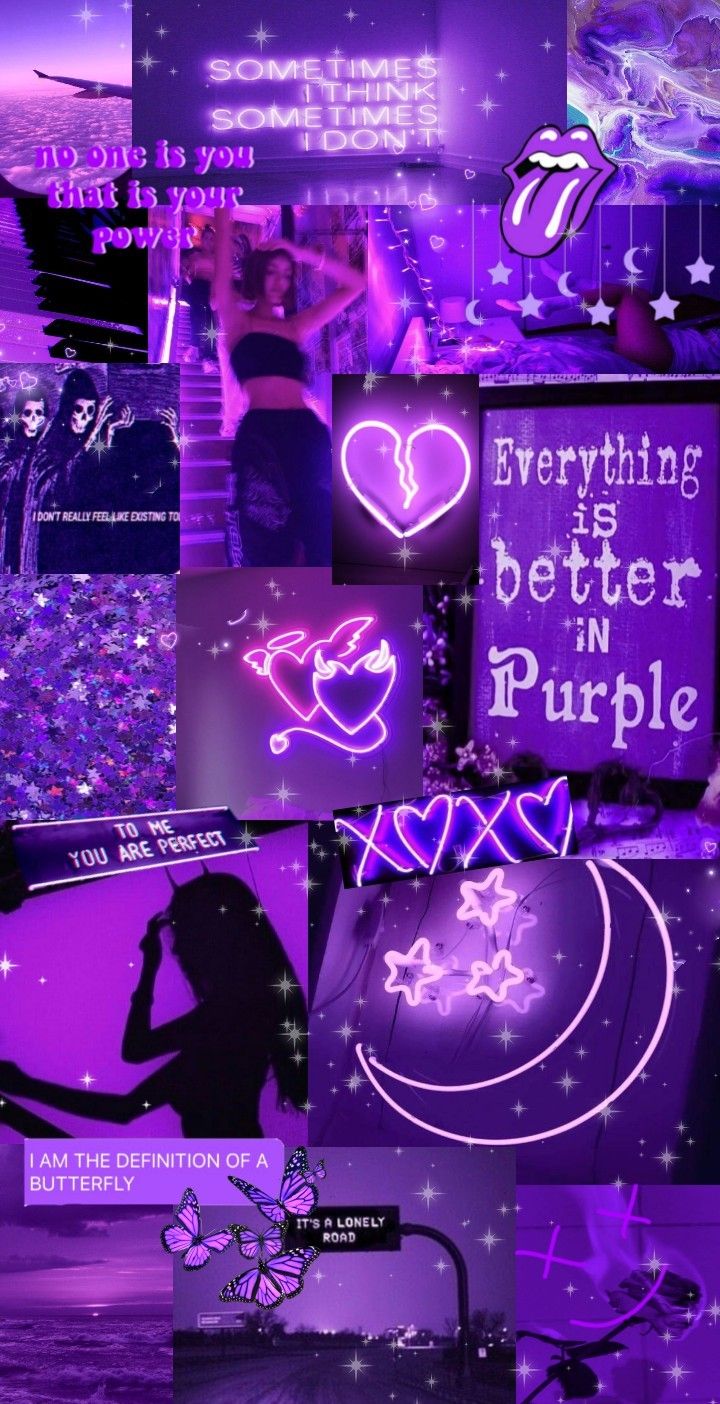 Purple Aesthetic Collage Wallpaper. iPhone wallpaper themes, Dark wallpaper iphone, Purple wallpaper phone