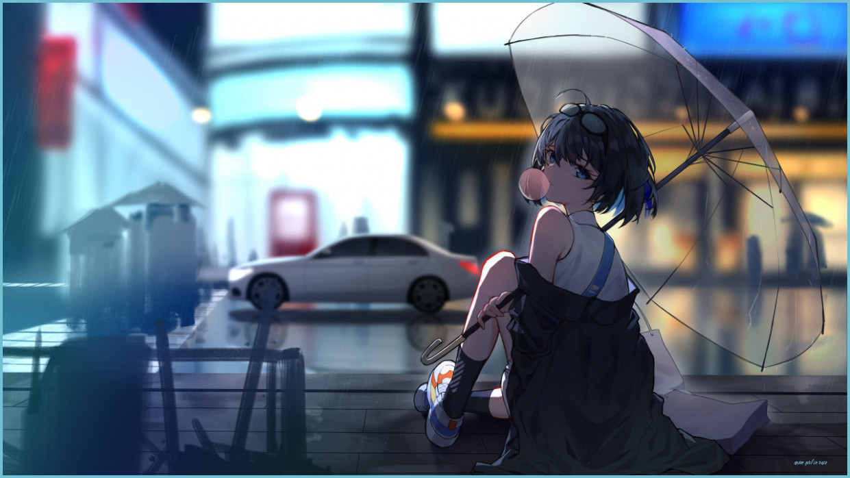 Night Rain Anime Girl HD Wallpaper Girl In Rain