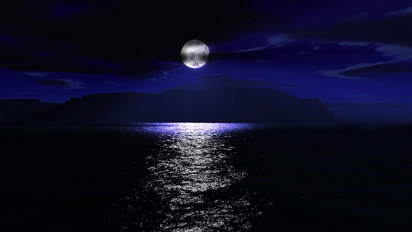 Moon Over Ocean Wallpaper