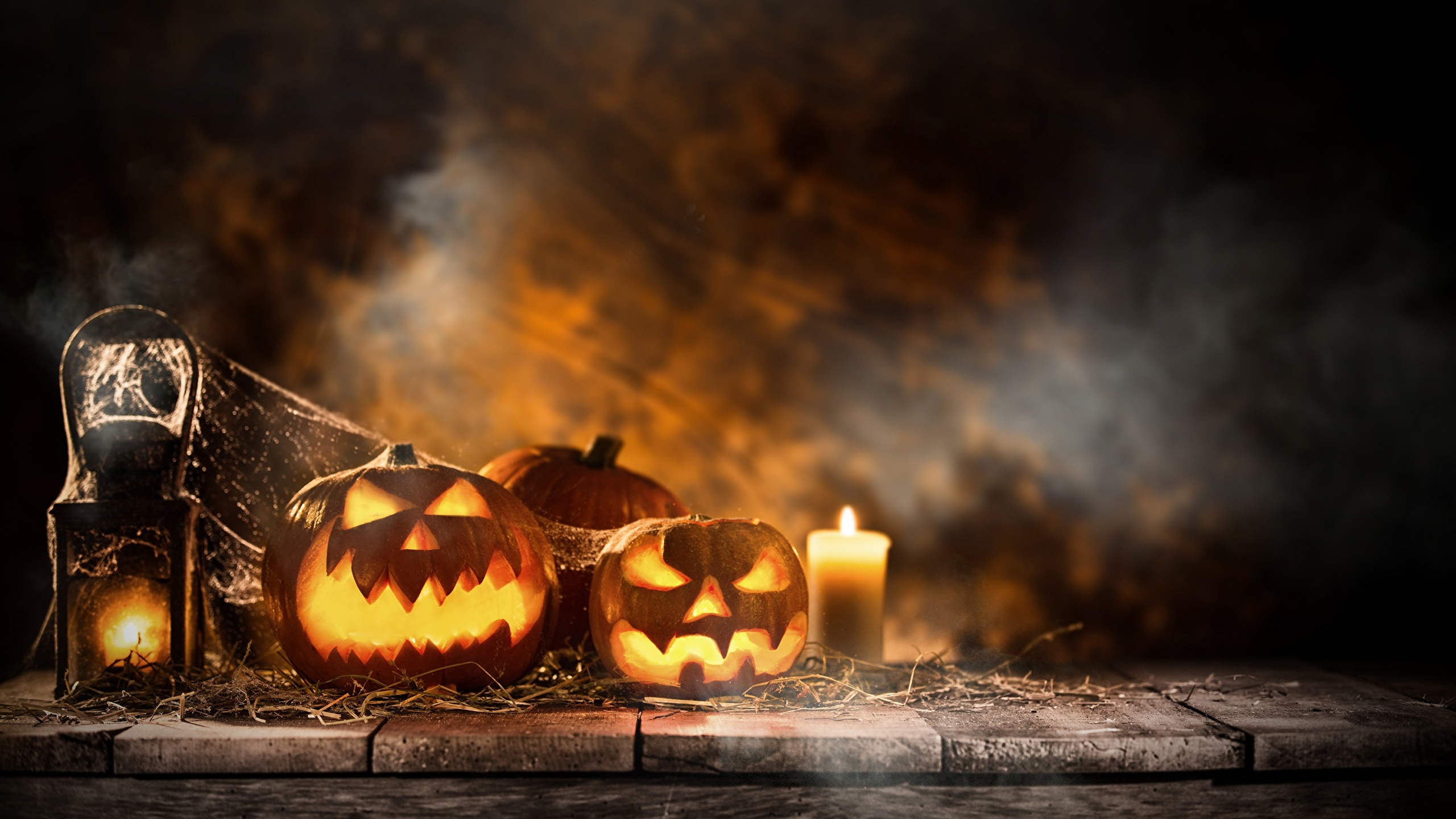 image Pumpkin Candles Halloween Holidays 2560x1440
