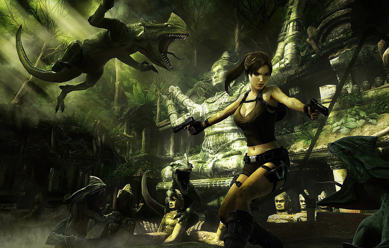 Wallpaper girl, dinosaurs, Tomb Raider, Lara Croft, Tomb Raider: Underworld image for desktop, section игры