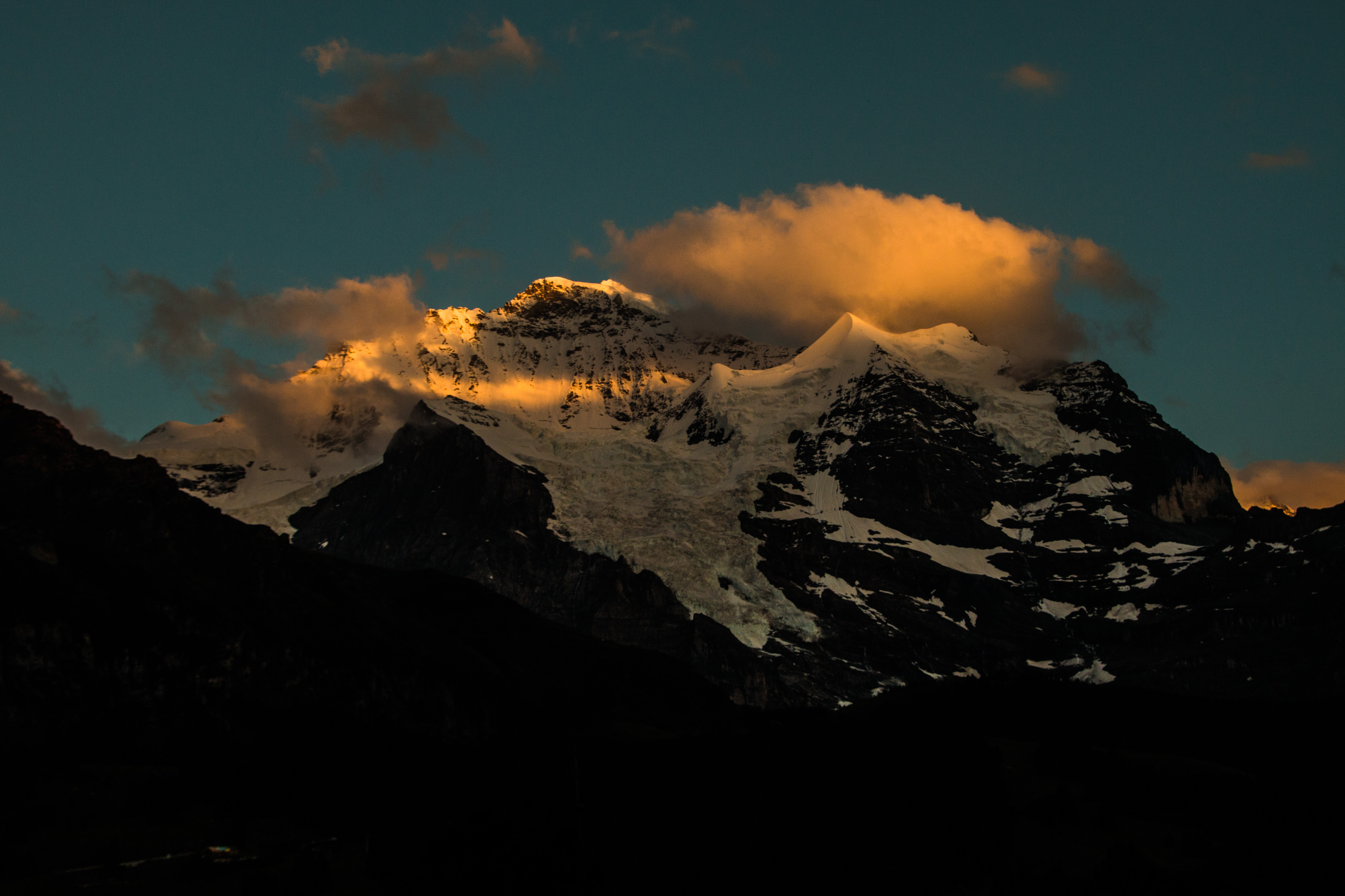 Wallpaper, sunset, mountain, Alps, Switzerland, wengen, Jungfrau, berneseoberland, silberhorn 5472x3648