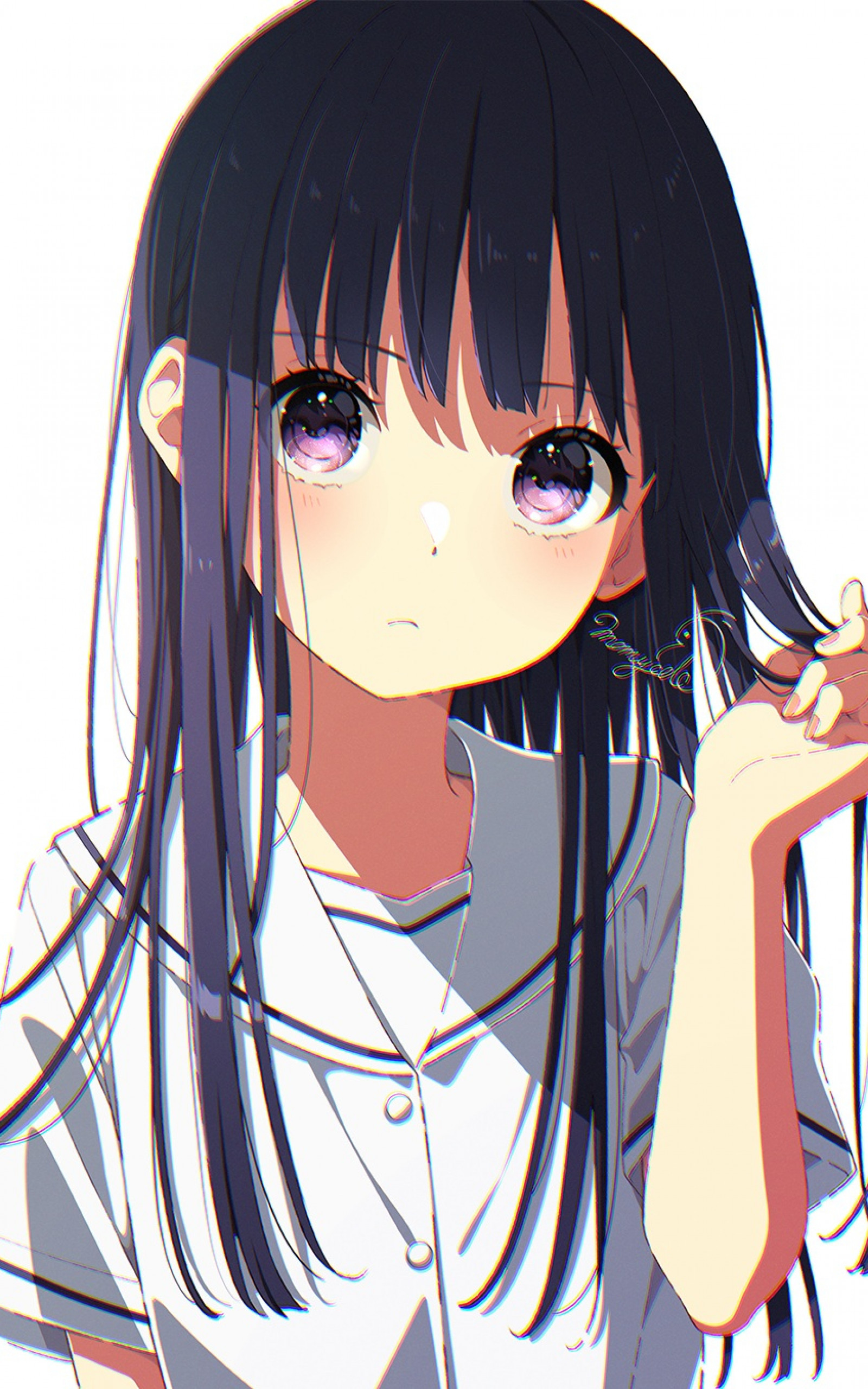 Download 1600x2560 Anime School Girl, Cute, Black Hair, Blushes, Long Hair Wallpaper for Google Nexus 10