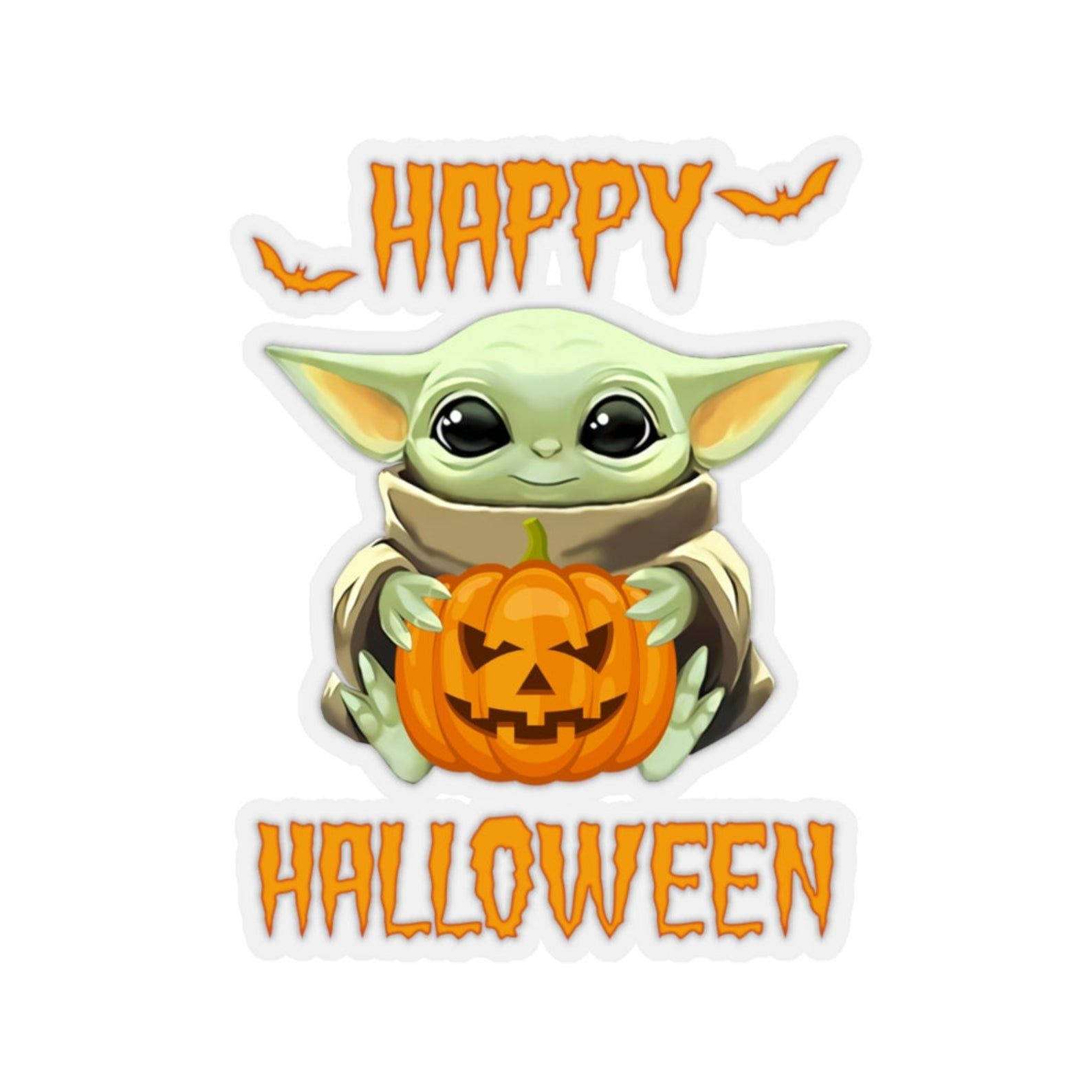 Baby Yoda Happy Halloween Cute Star Wars Stickers. Etsy. Star wars stickers, Yoda sticker, Yoda halloween