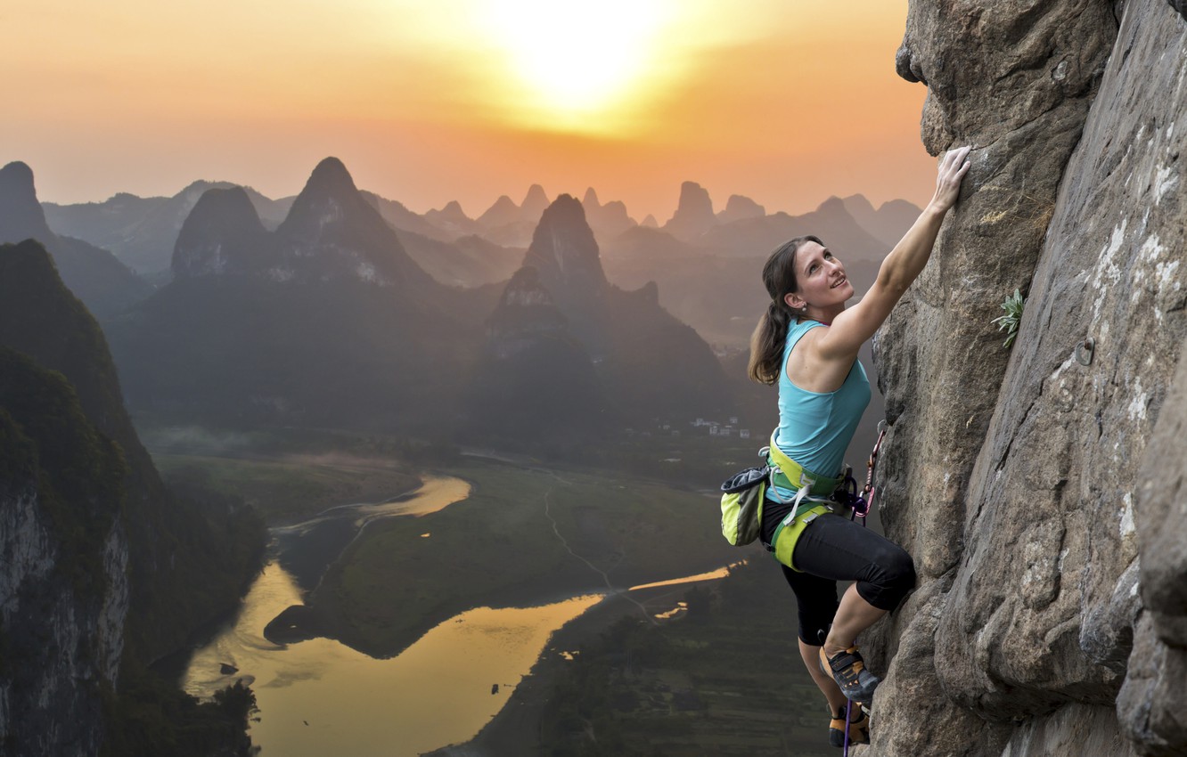 Wallpaper woman, mountain, climbing image for desktop, section спорт
