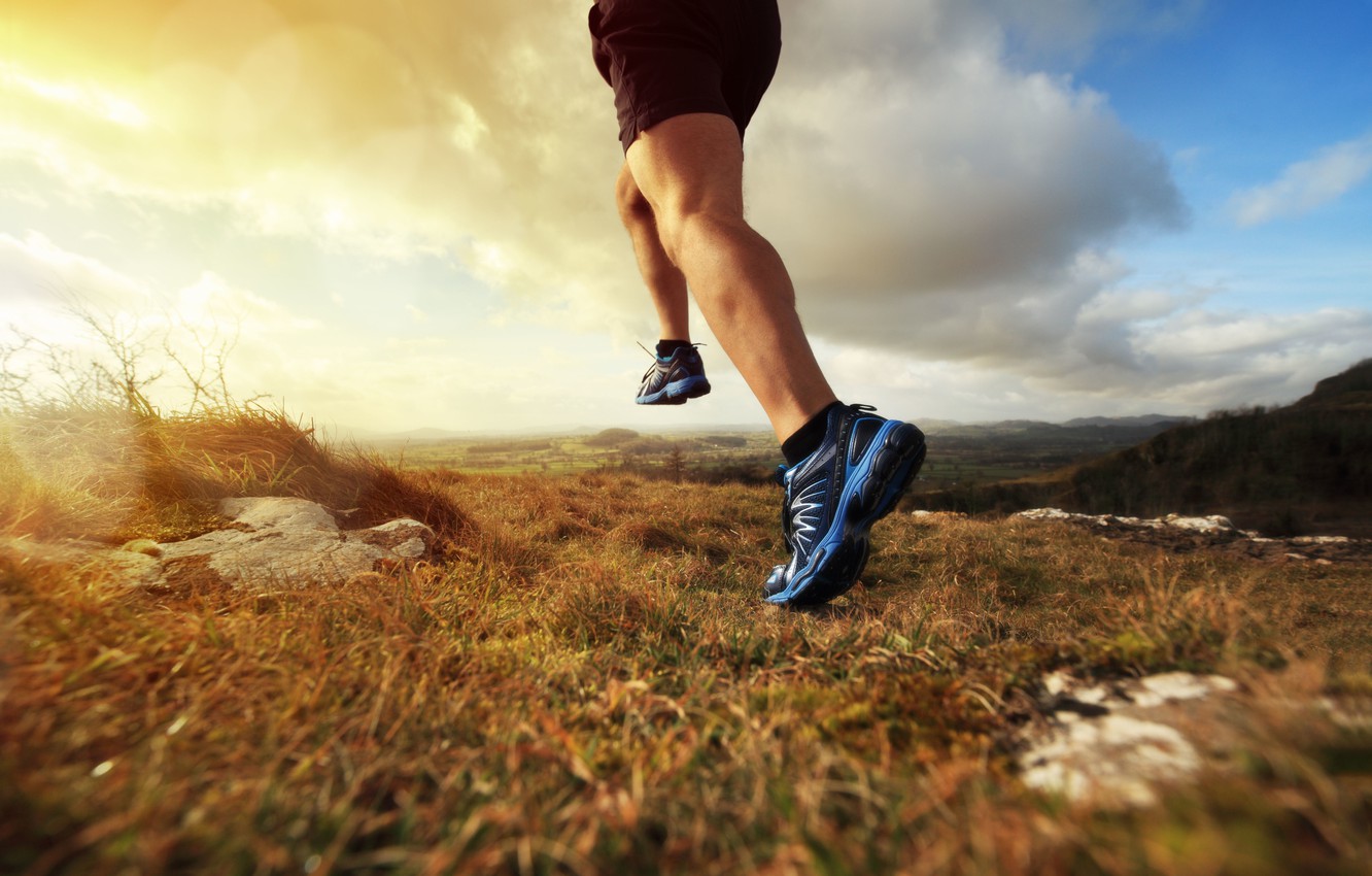 Wallpaper field, physical activity, runner, sports shoes image for desktop, section спорт