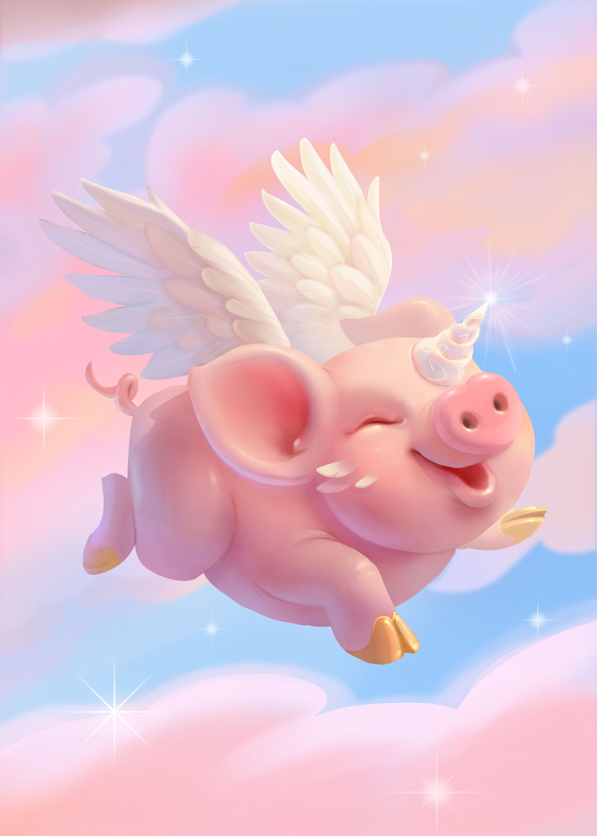 Flying pigs art, Pig illustration, Flying pig drawing