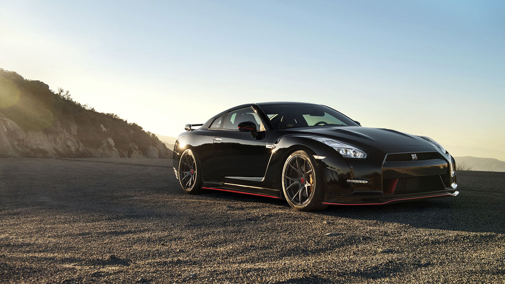 Download Wallpaper 1920x1080 Nissan, Gt R, Black, Side View Full Hd, Hdtv, Fhd, 1080p HD Background