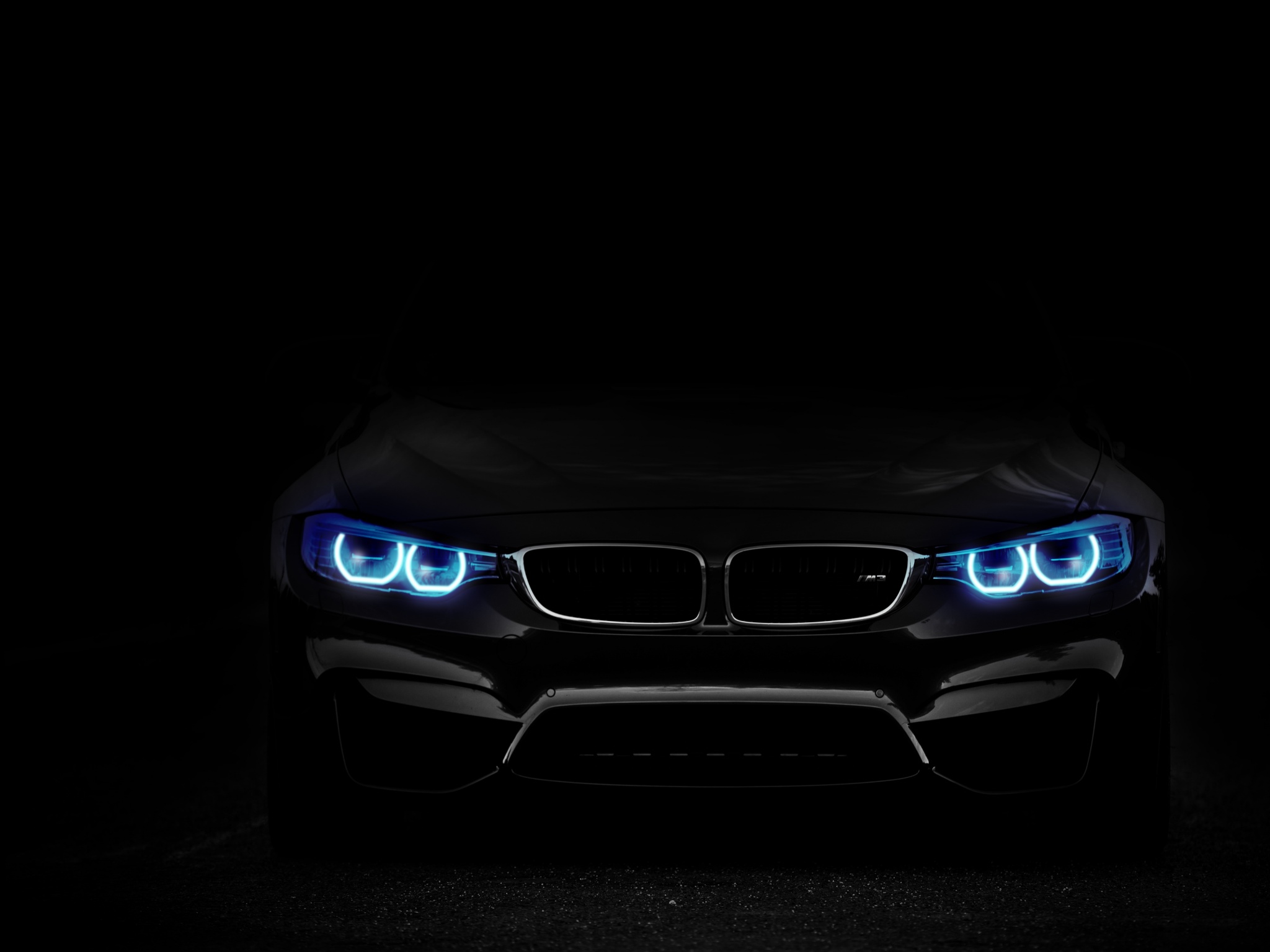 BMW M3 Wallpaper 4K, Angel Eyes, Black Background, 5K, Black Dark