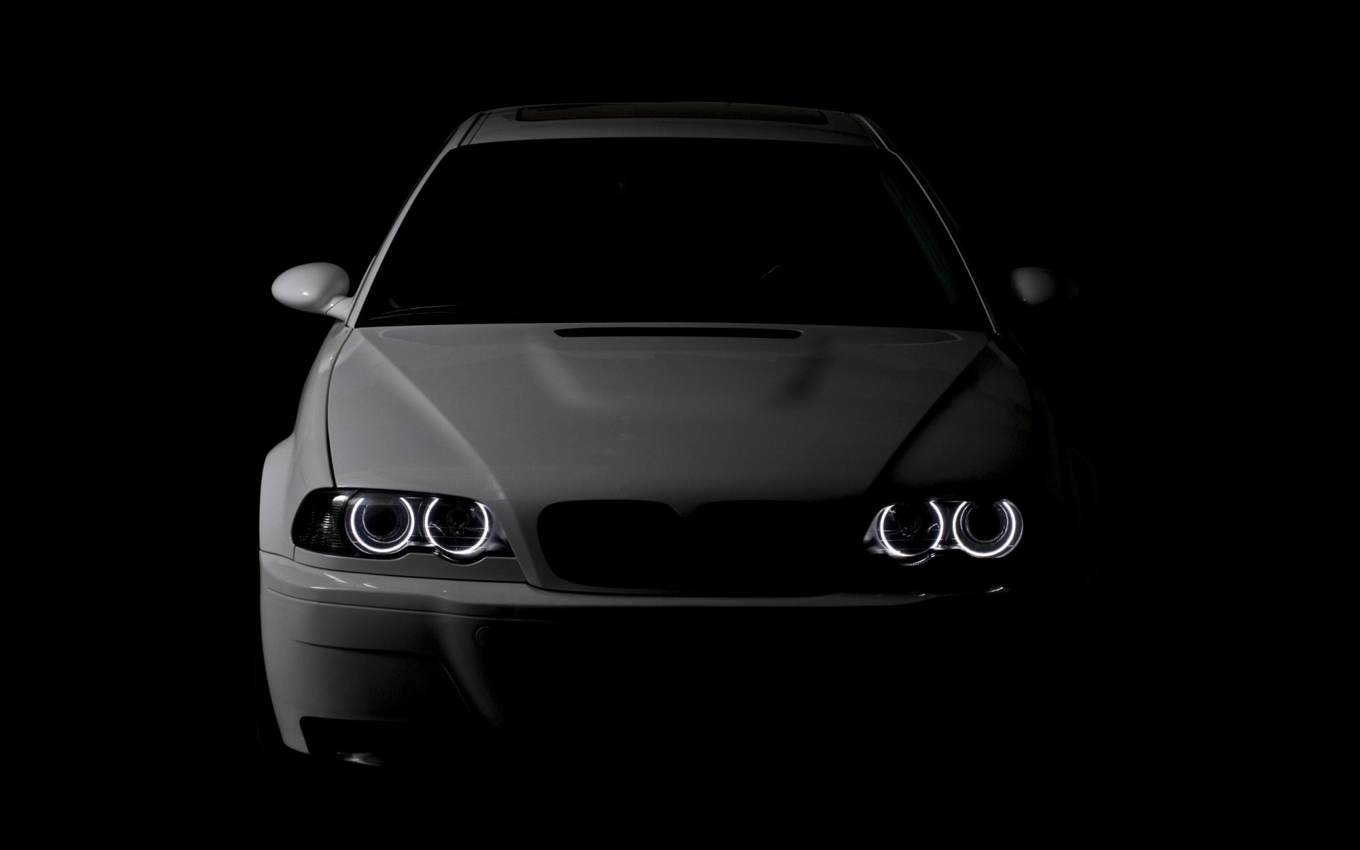 BMW m3 E46 angel eyes white lights light cars auto transport black and white vehicles HD wallpaper
