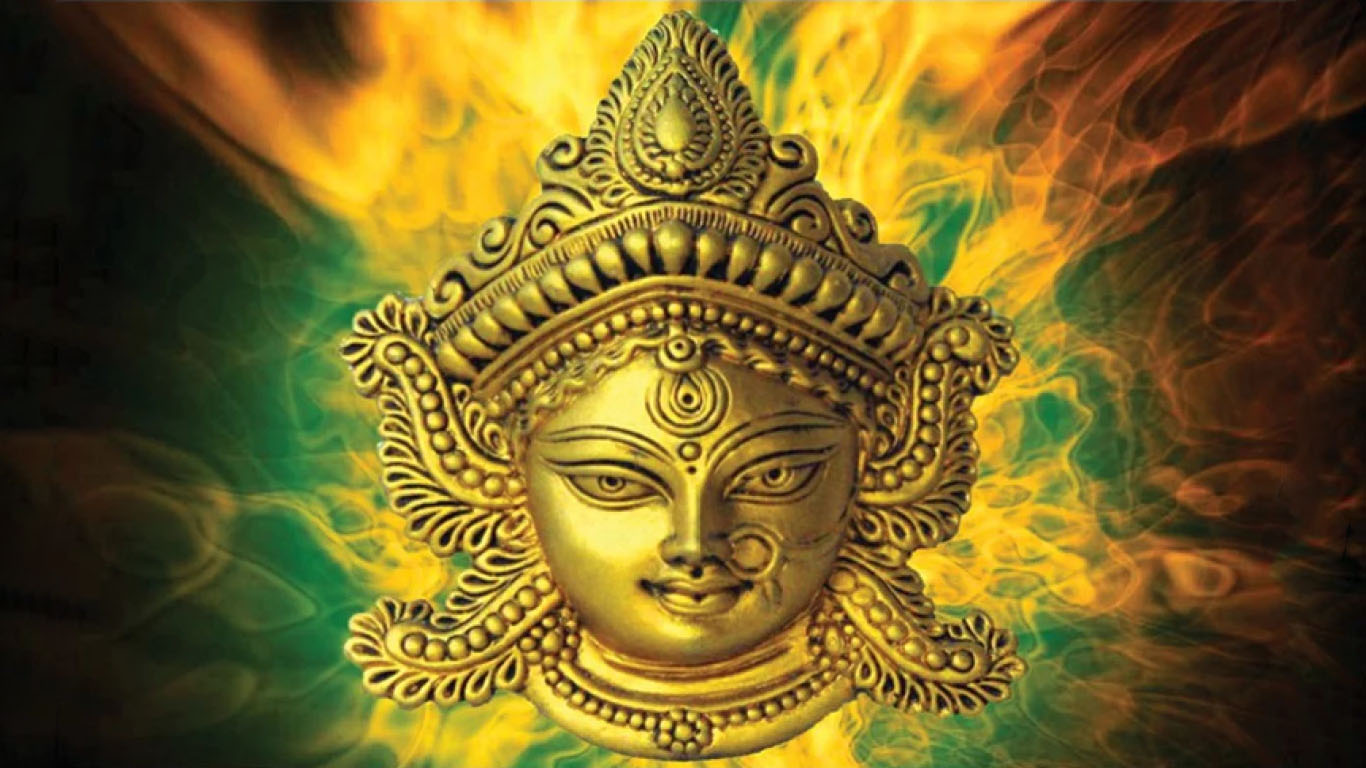 Painting Of Durga Face Majhi Ghariani Temple HD Wallpaper