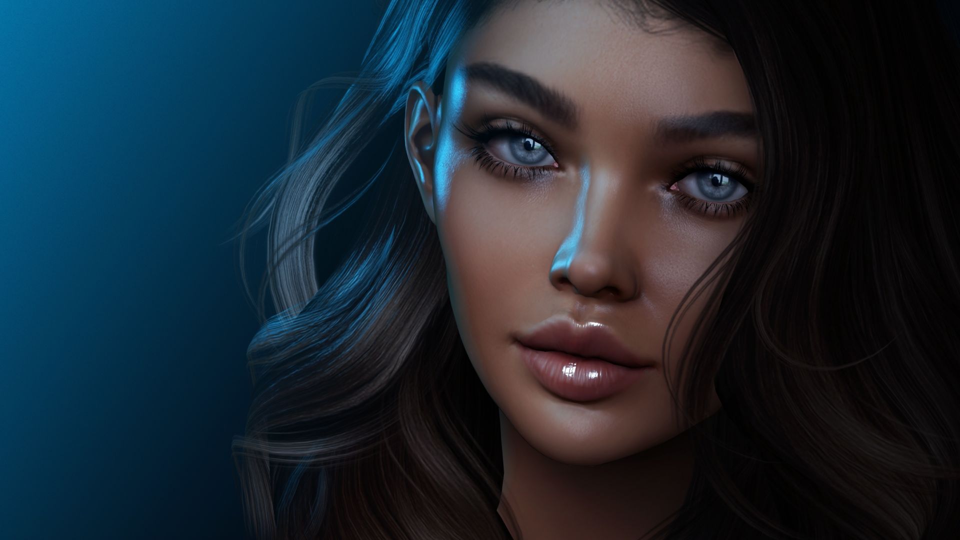 Desktop Wallpaper Aqua Eyes, Beautiful Woman, Artwork, HD Image, Picture, Background, 1fe0c6