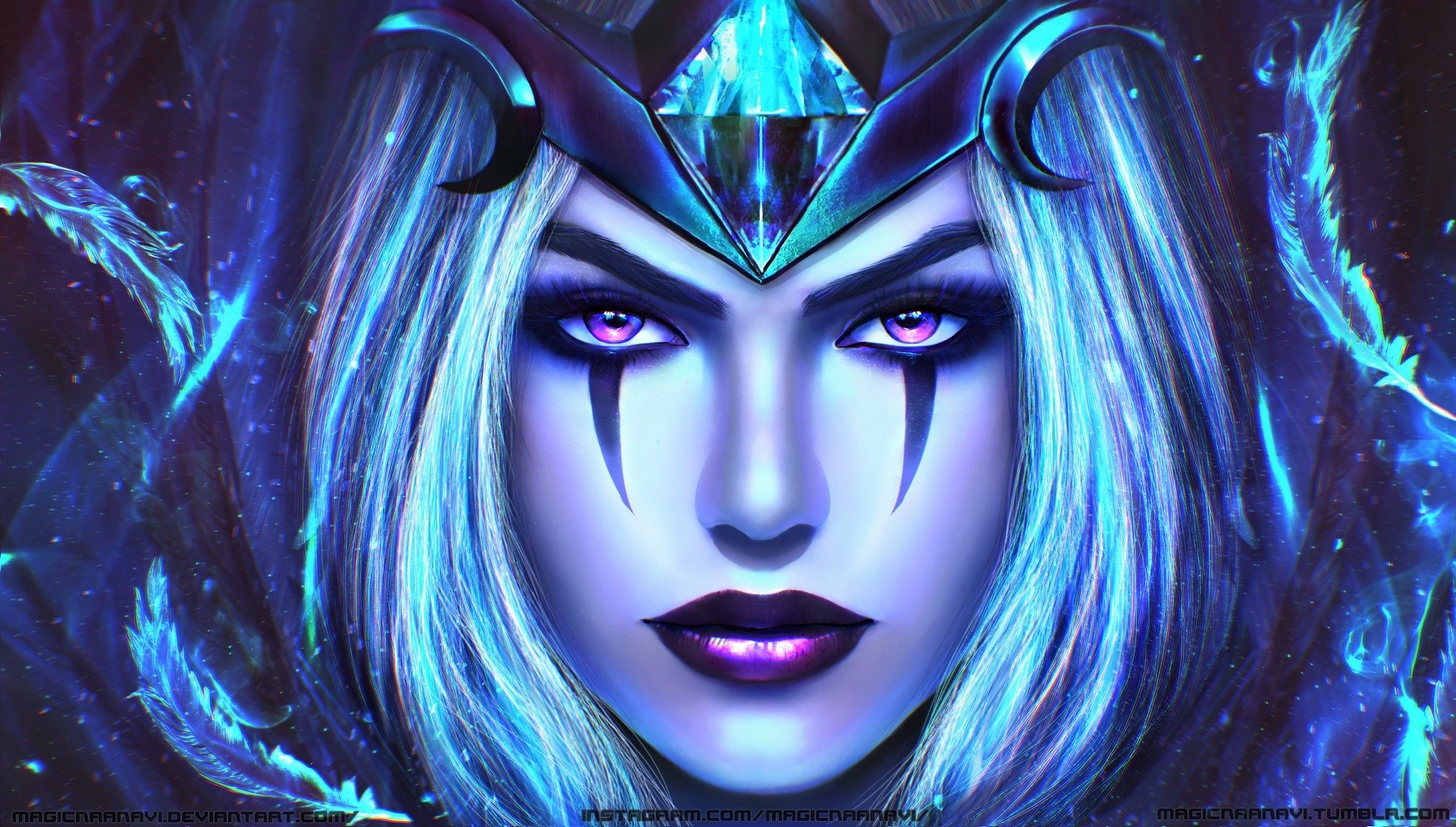 Fantasy Girl with Purple Eyes HD Wallpaper
