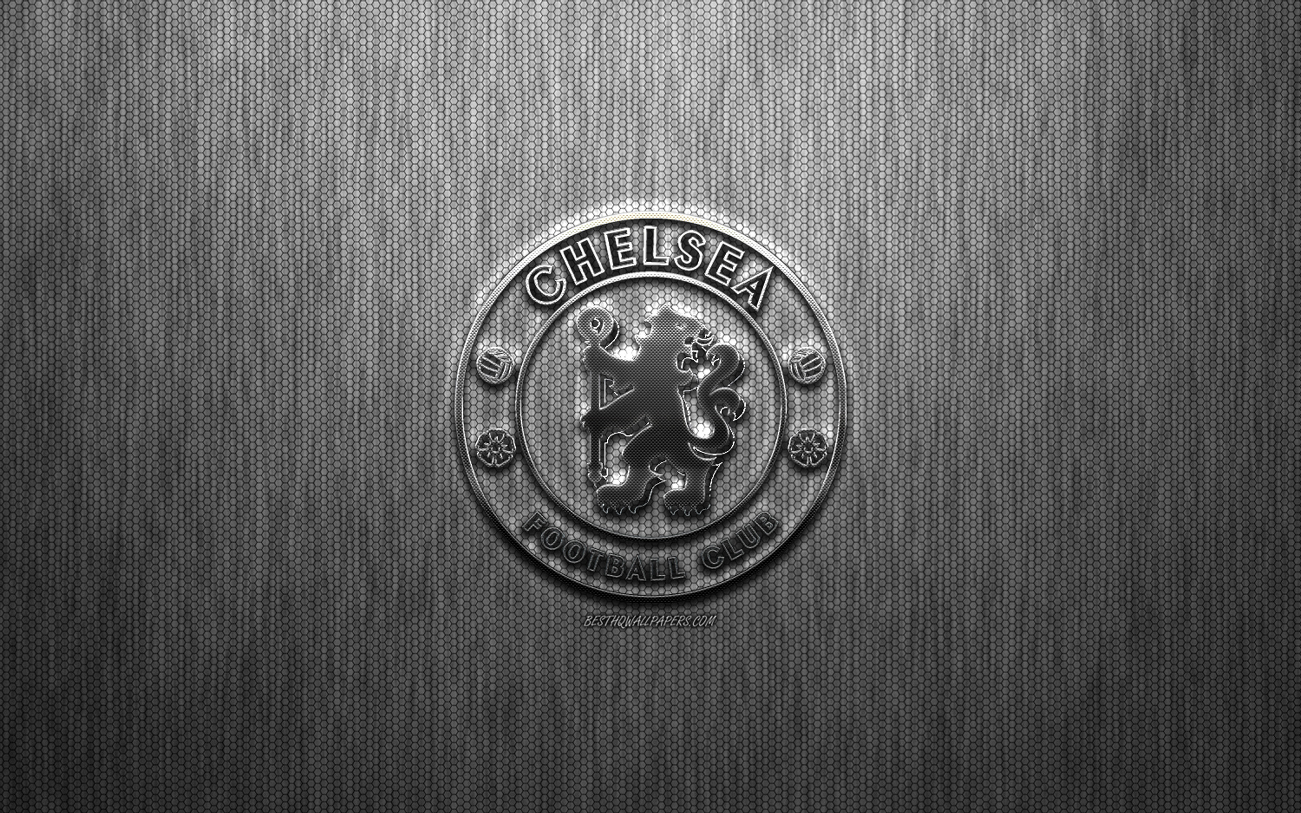 Download wallpaper Chelsea FC, English football club, steel logo, emblem, gray metal background, London, England, Premier League, football for desktop with resolution 2560x1600. High Quality HD picture wallpaper