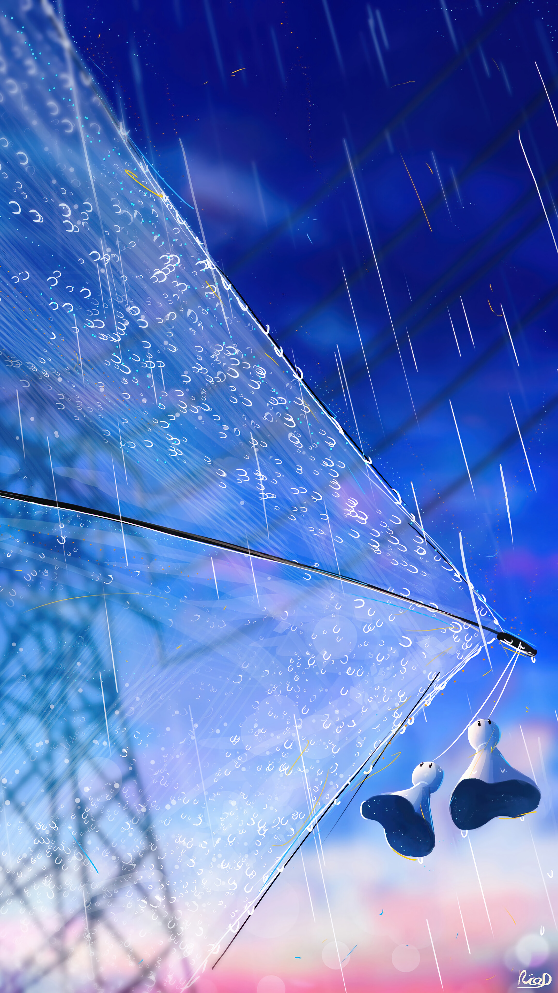Anime, Sky, Raining, Umbrella, 4K phone HD Wallpaper, Image, Background, Photo and Picture. Mocah HD Wallpaper