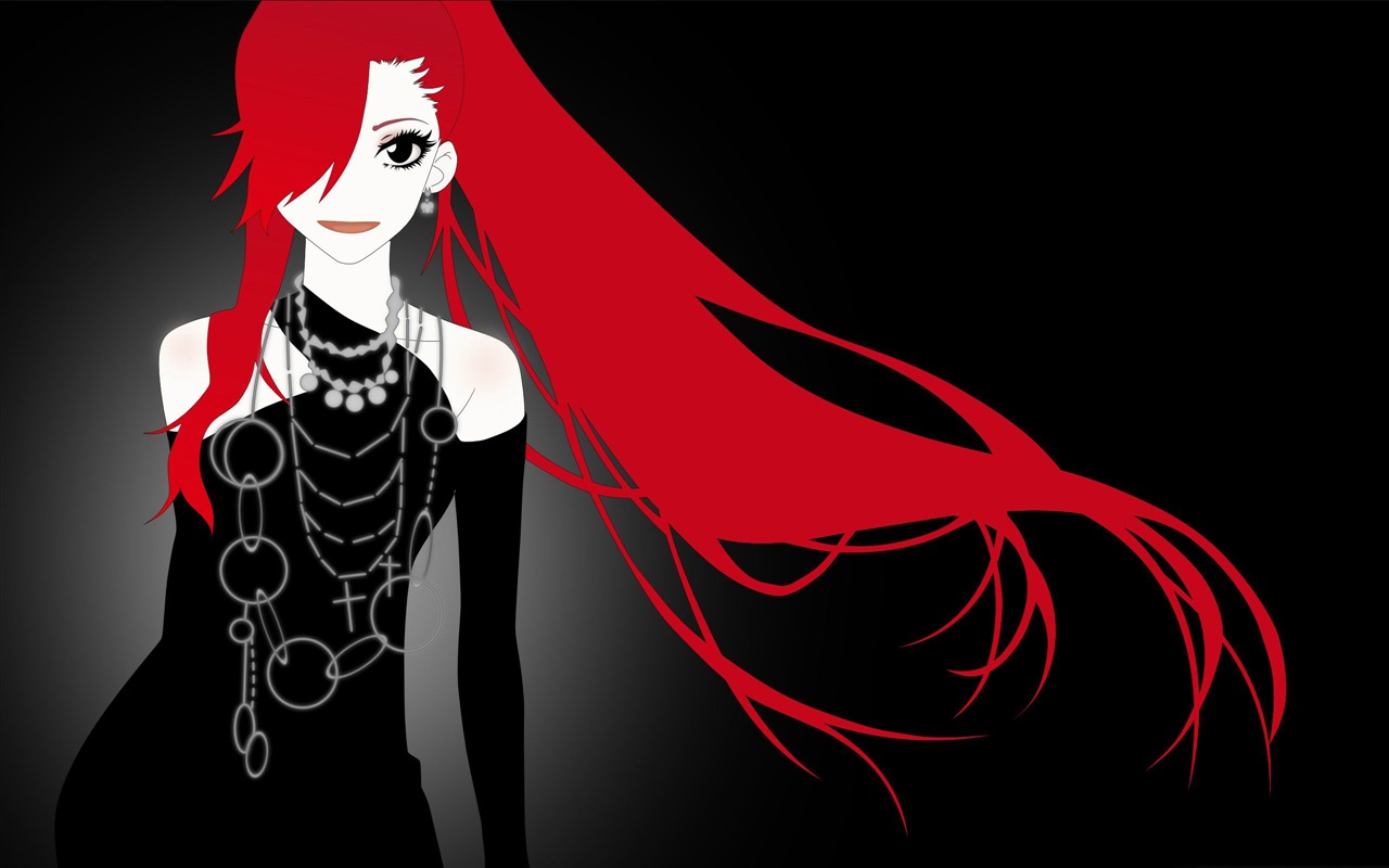 Anime Girl With Red Hair Cartoon Character Design Wallpaper